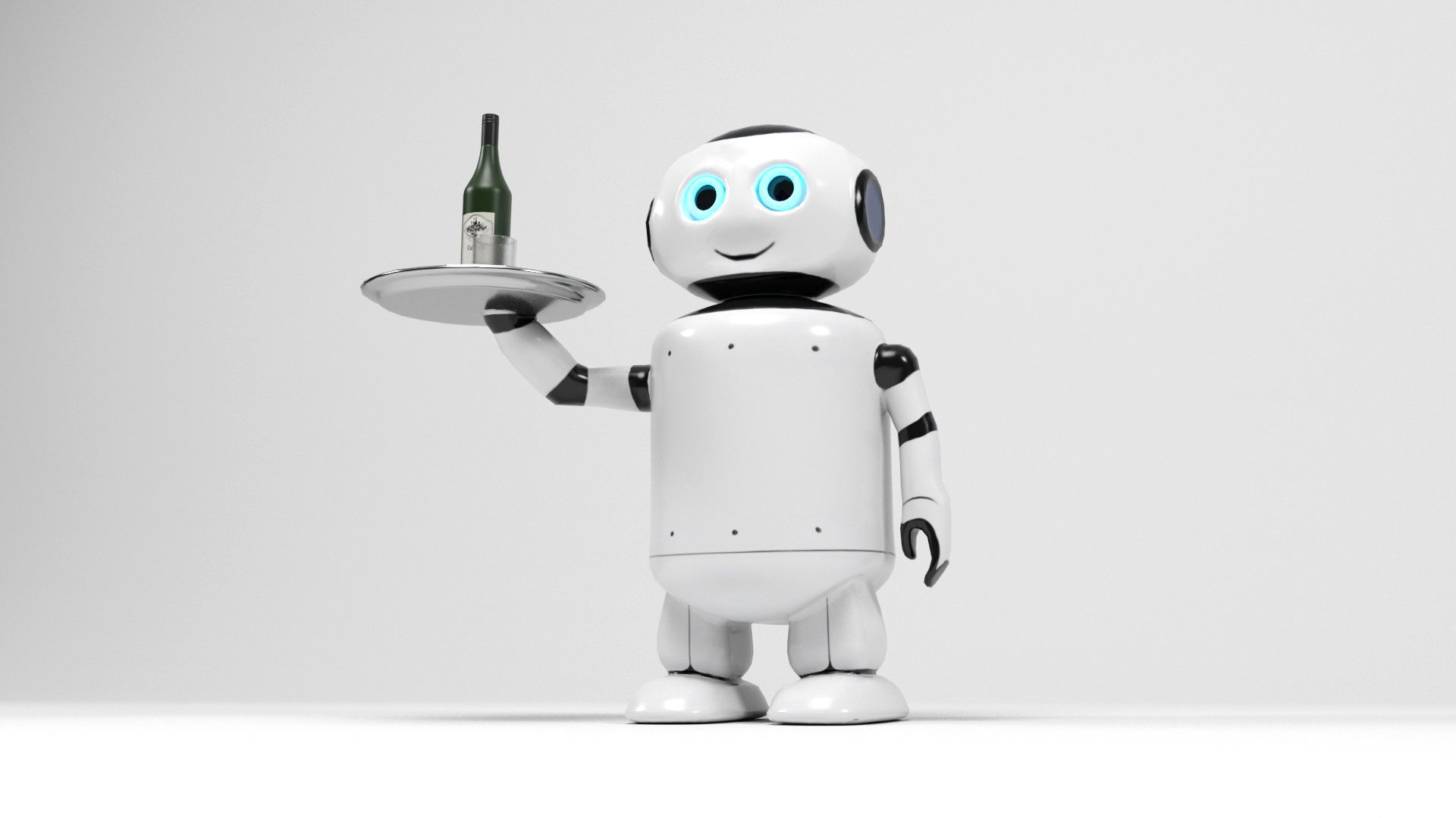 Robot waiter Low-poly 3D model_6
