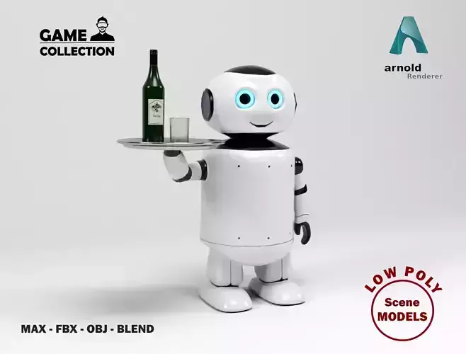 Robot waiter Low-poly 3D model Robot waiter Low-poly 3D model