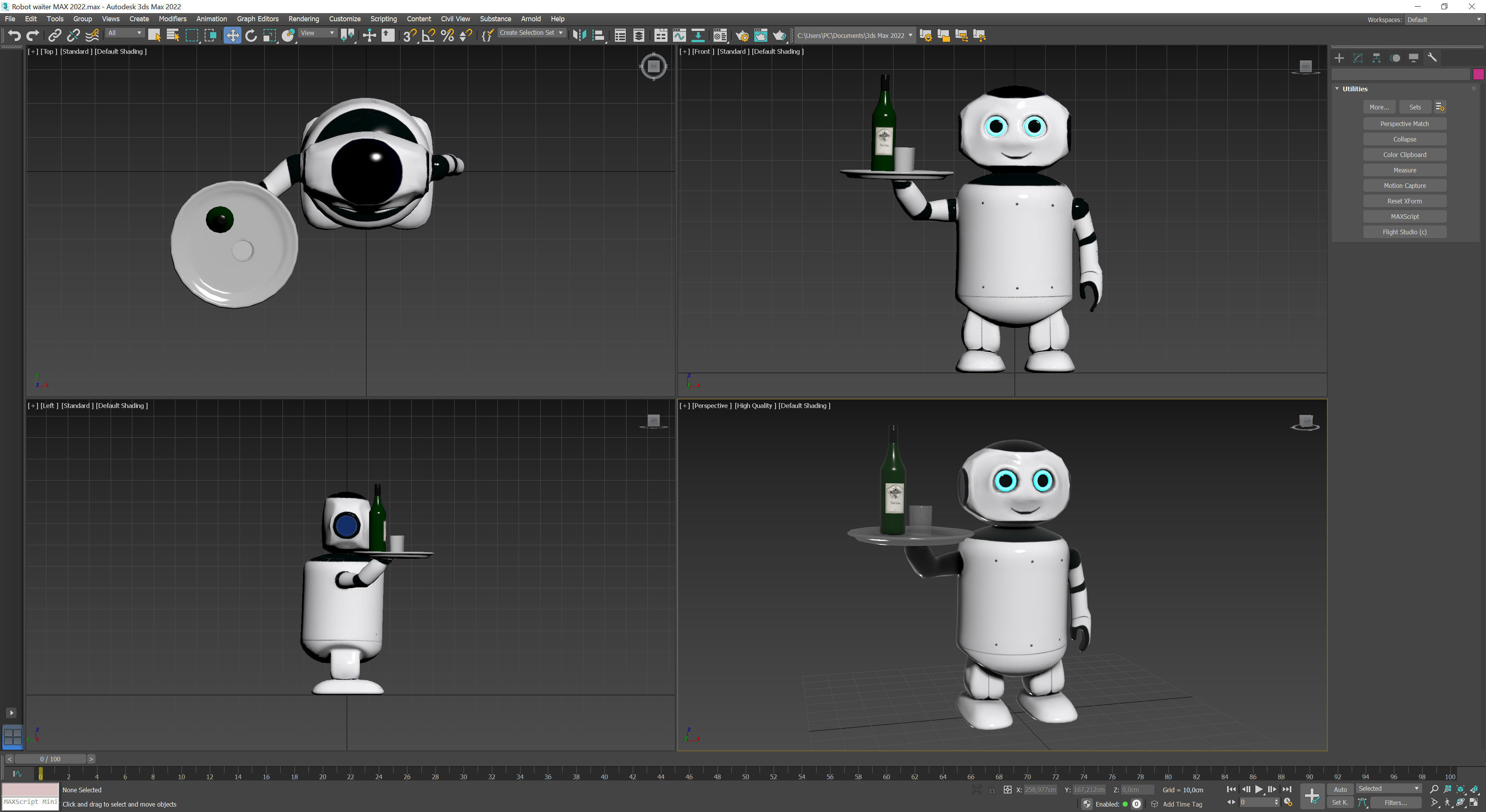 Robot waiter Low-poly 3D model_10