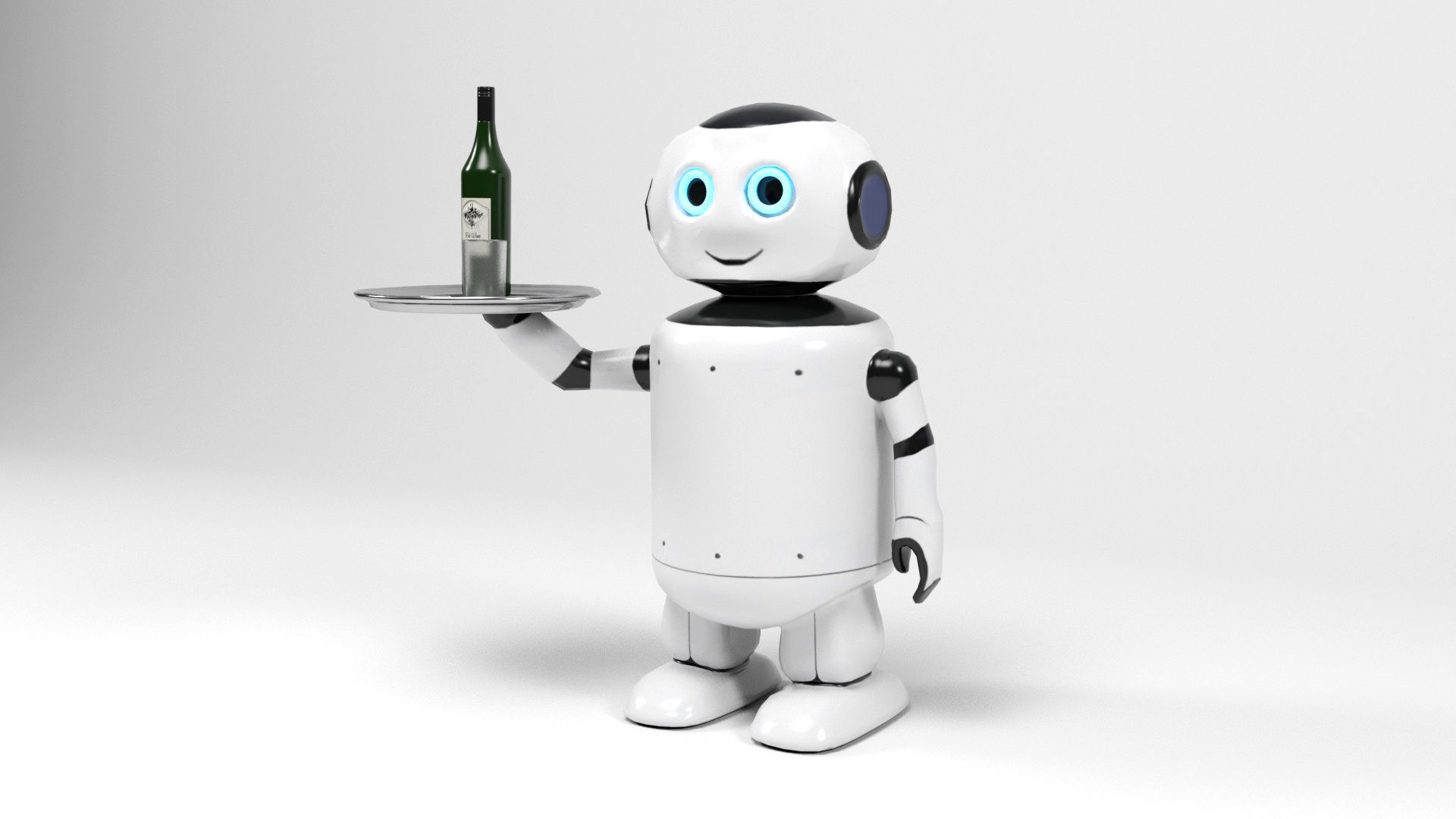 Robot waiter Low-poly 3D model_1