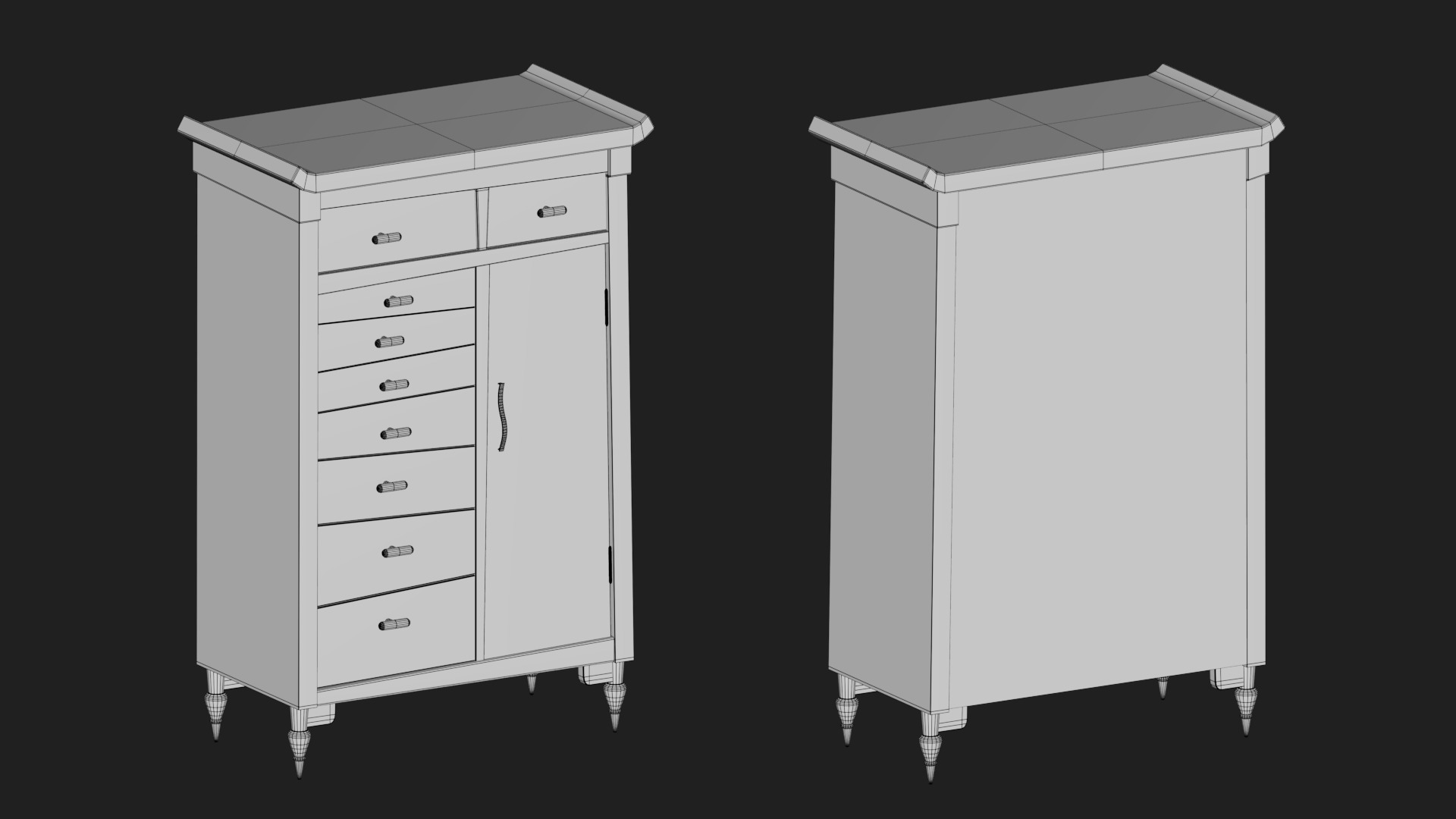 cabinet Low-poly 3D model_1
