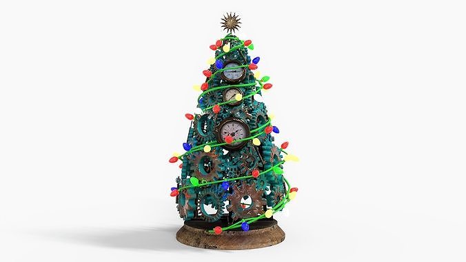 Steampunk tree for Christmas Low-poly 3D model