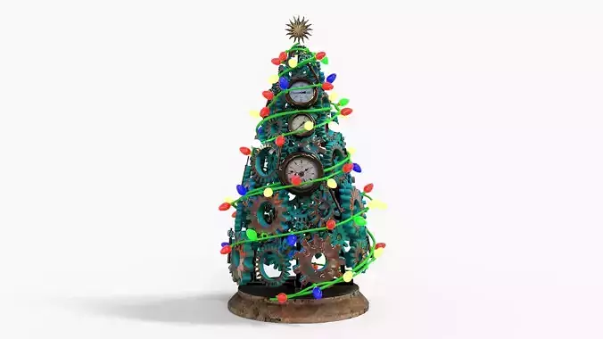 Steampunk tree for Christmas Low-poly 3D model