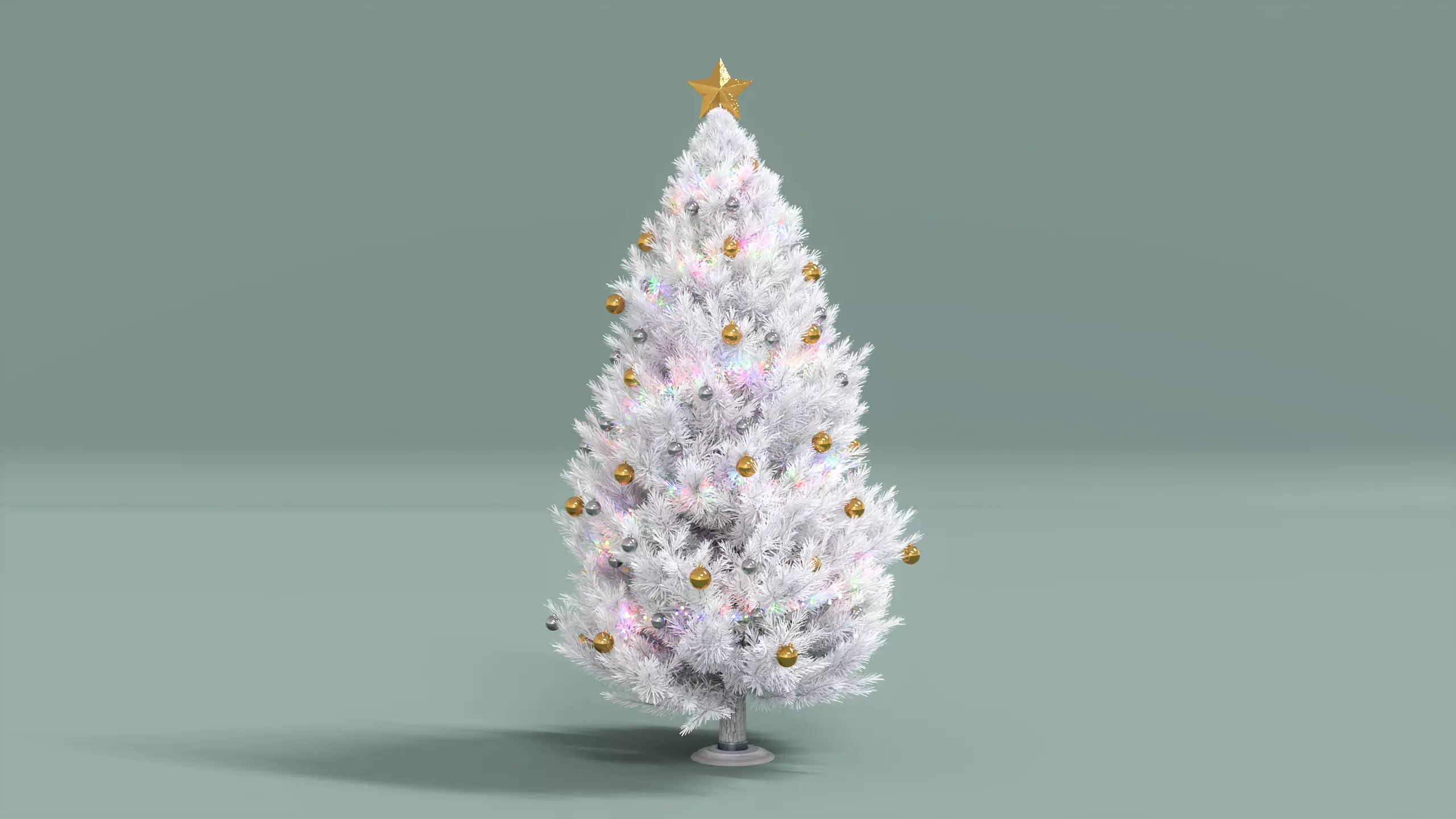 White Christmas Tree Low-poly 3D model_0