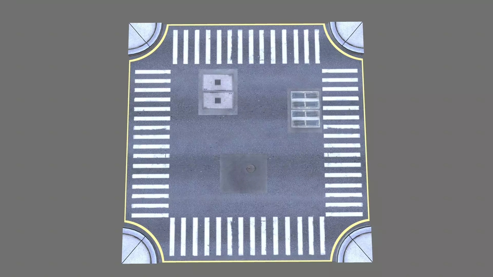 Road Intersection Low-poly 3D model_0