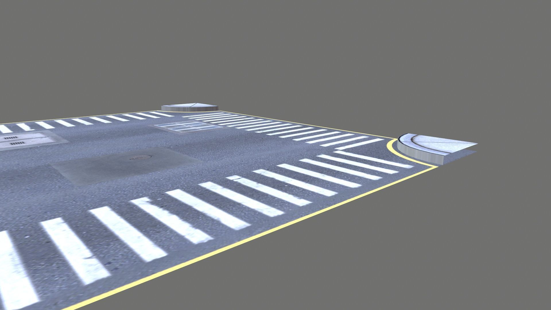 Road Intersection Low-poly 3D model_3