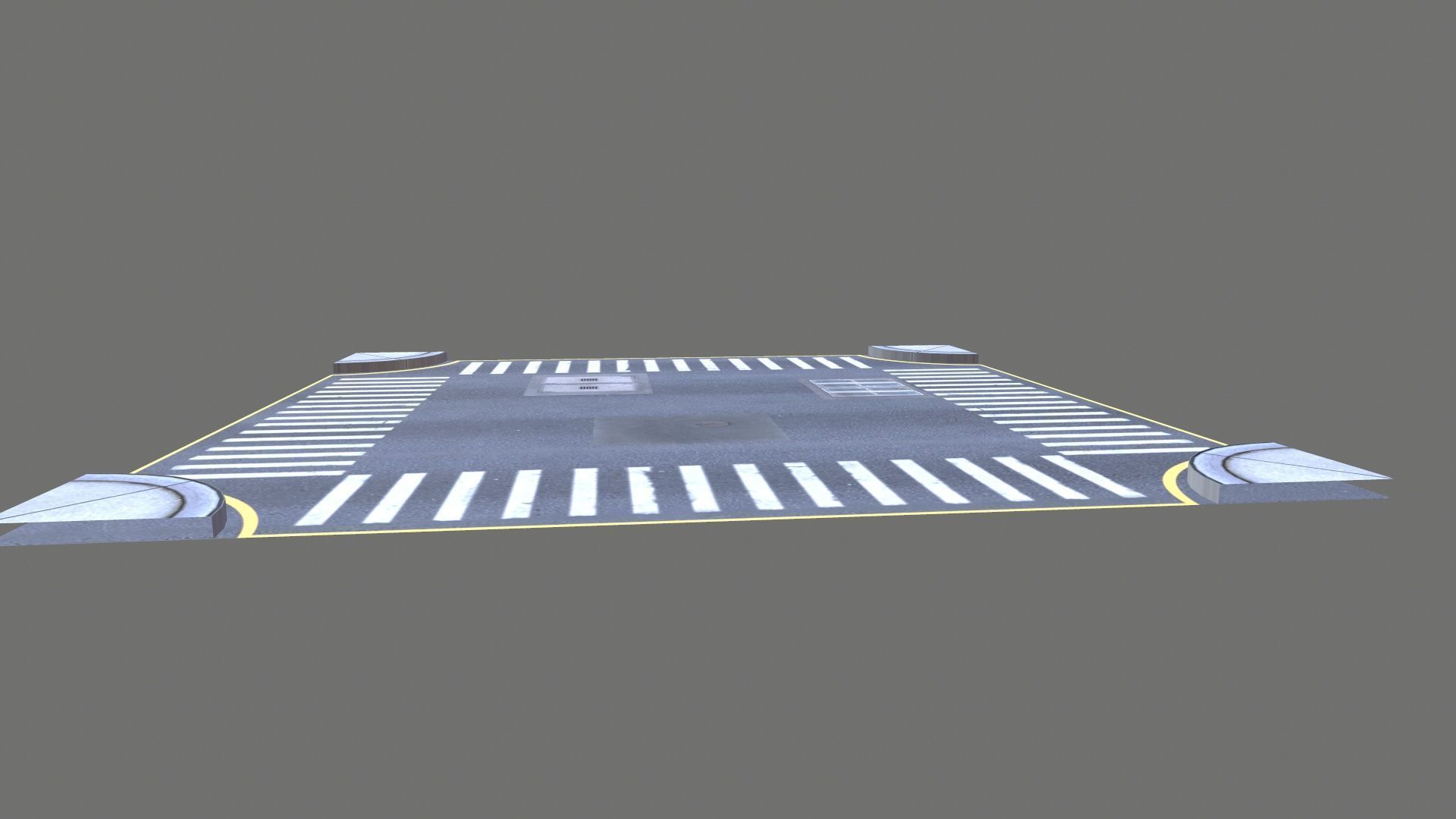 Road Intersection Low-poly 3D model_4