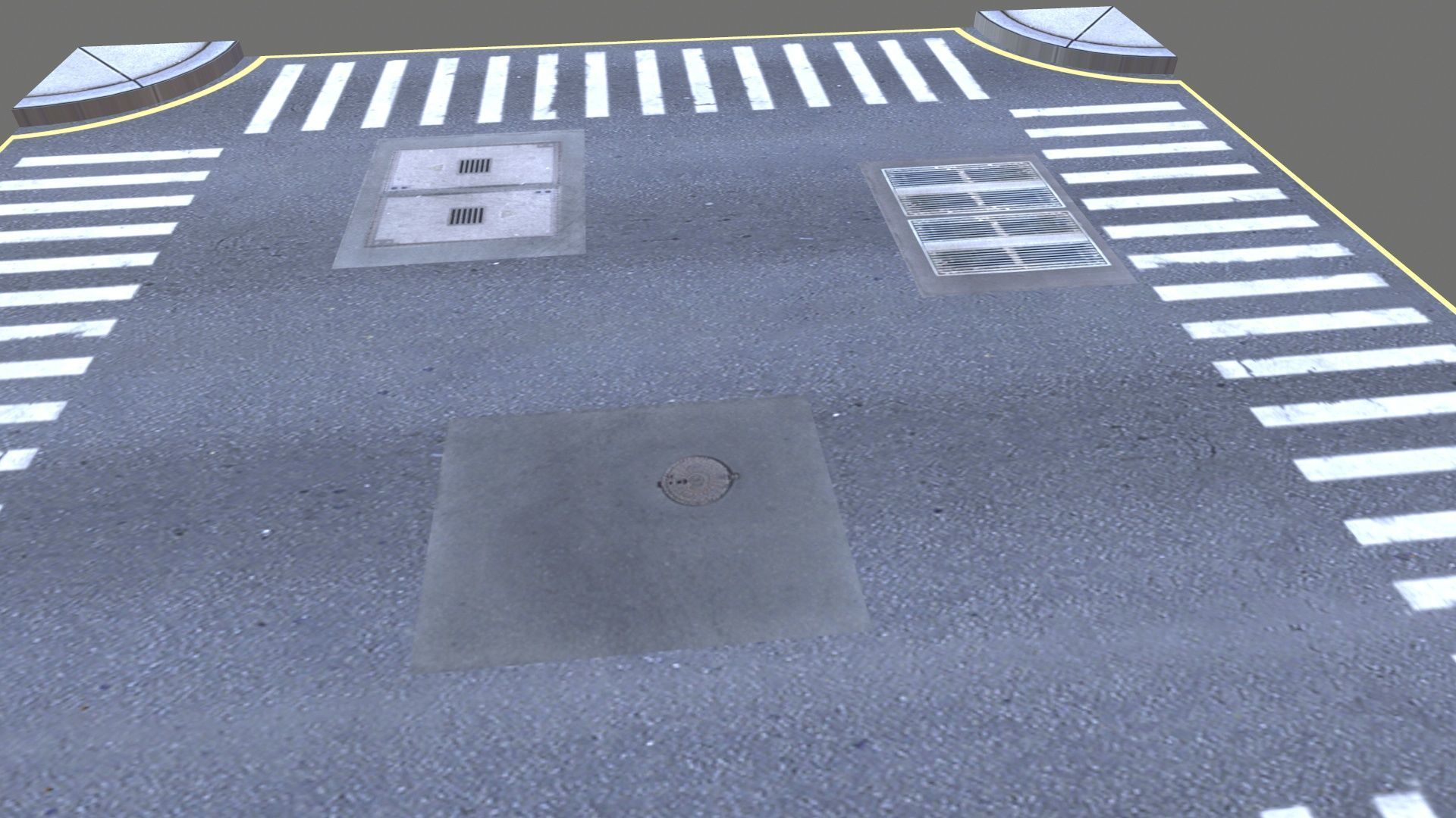 Road Intersection Low-poly 3D model_5