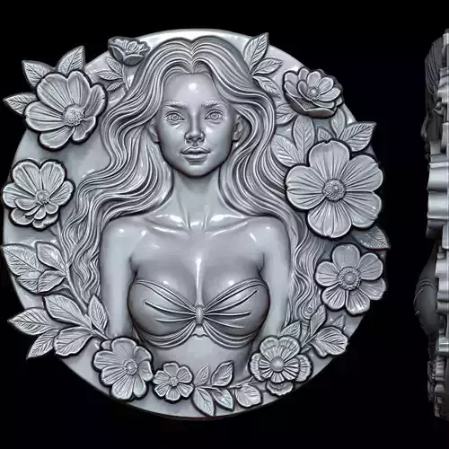 Lady of Spring Relief STL file for 3d Printing or CNC 3D print model