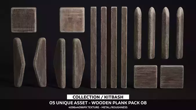 Wooden Plank Pack Vol 08 Low-poly 3D model