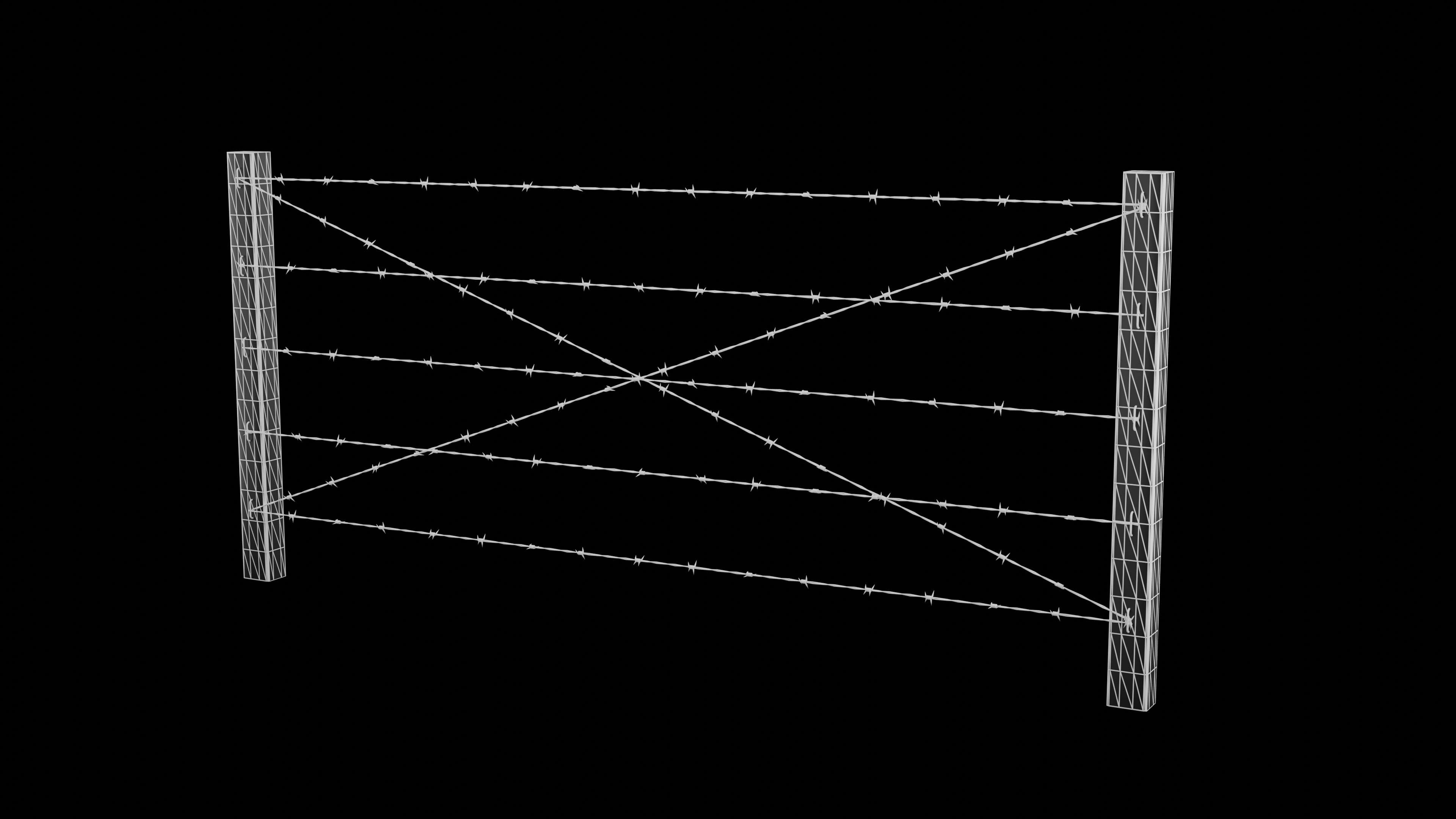 Barbed Wire Fence for Land 3ds Max Low-poly 3D model_7