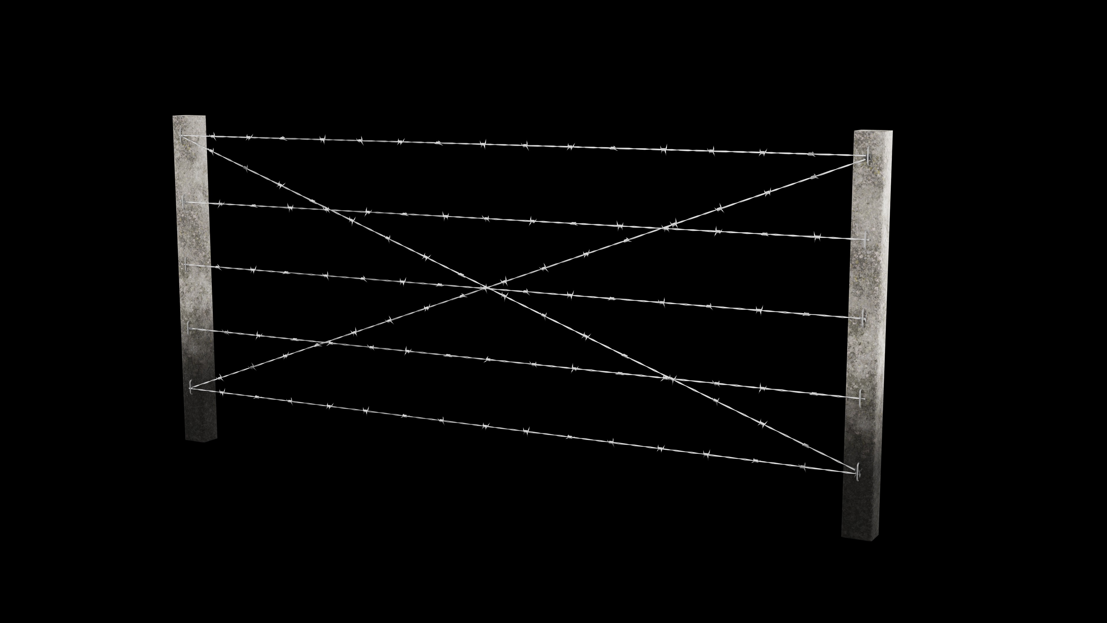 Barbed Wire Fence for Land 3ds Max Low-poly 3D model_3