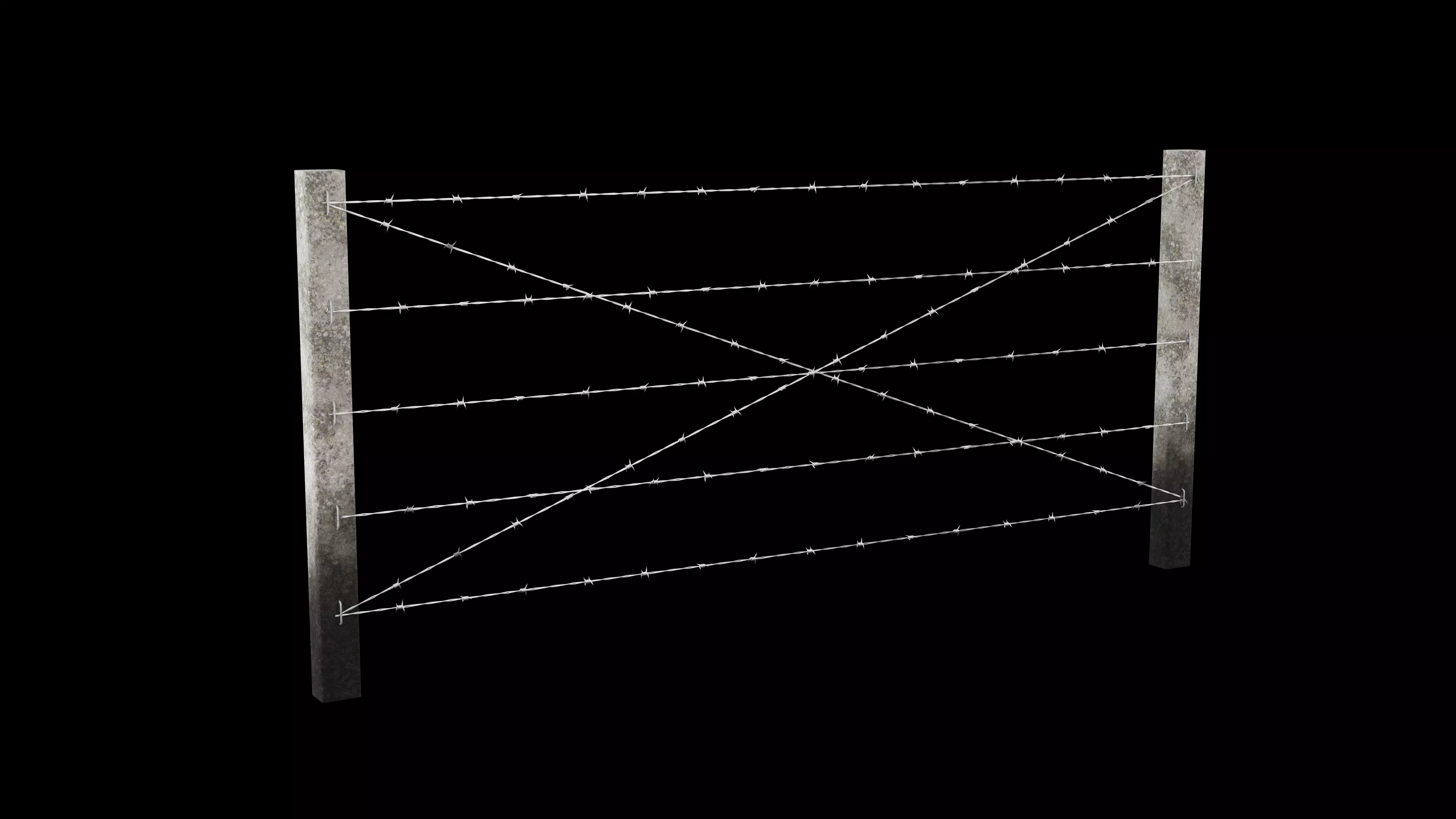 Barbed Wire Fence for Land 3ds Max Low-poly 3D model_0