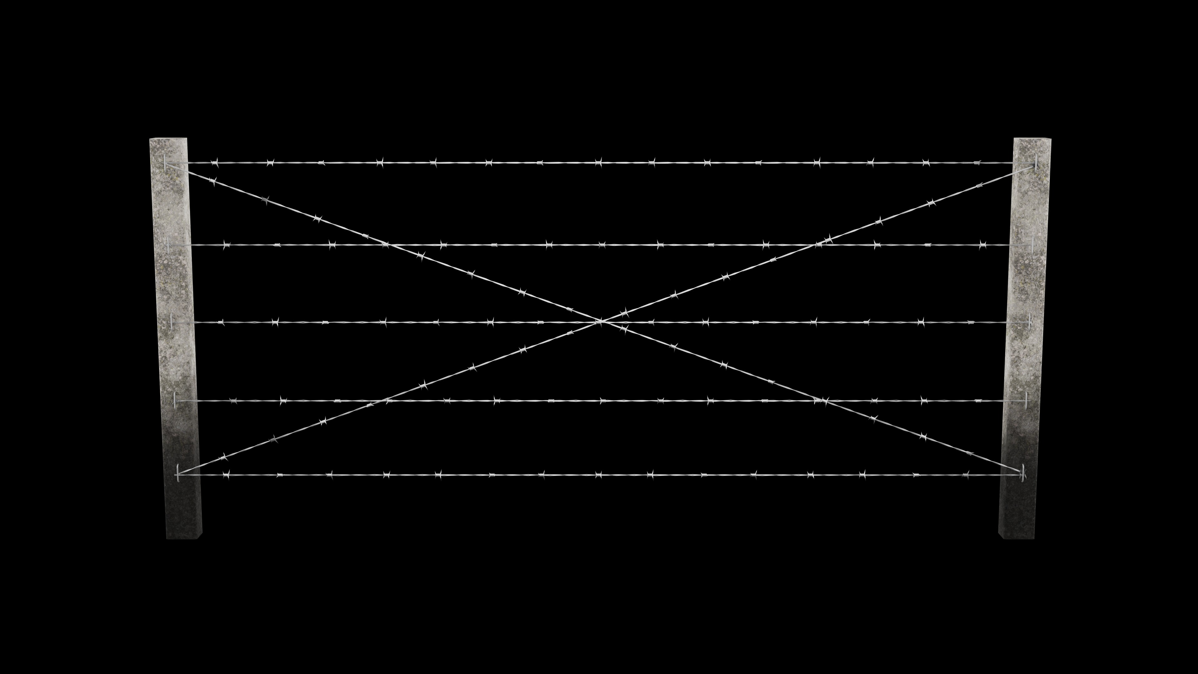 Barbed Wire Fence for Land 3ds Max Low-poly 3D model_2