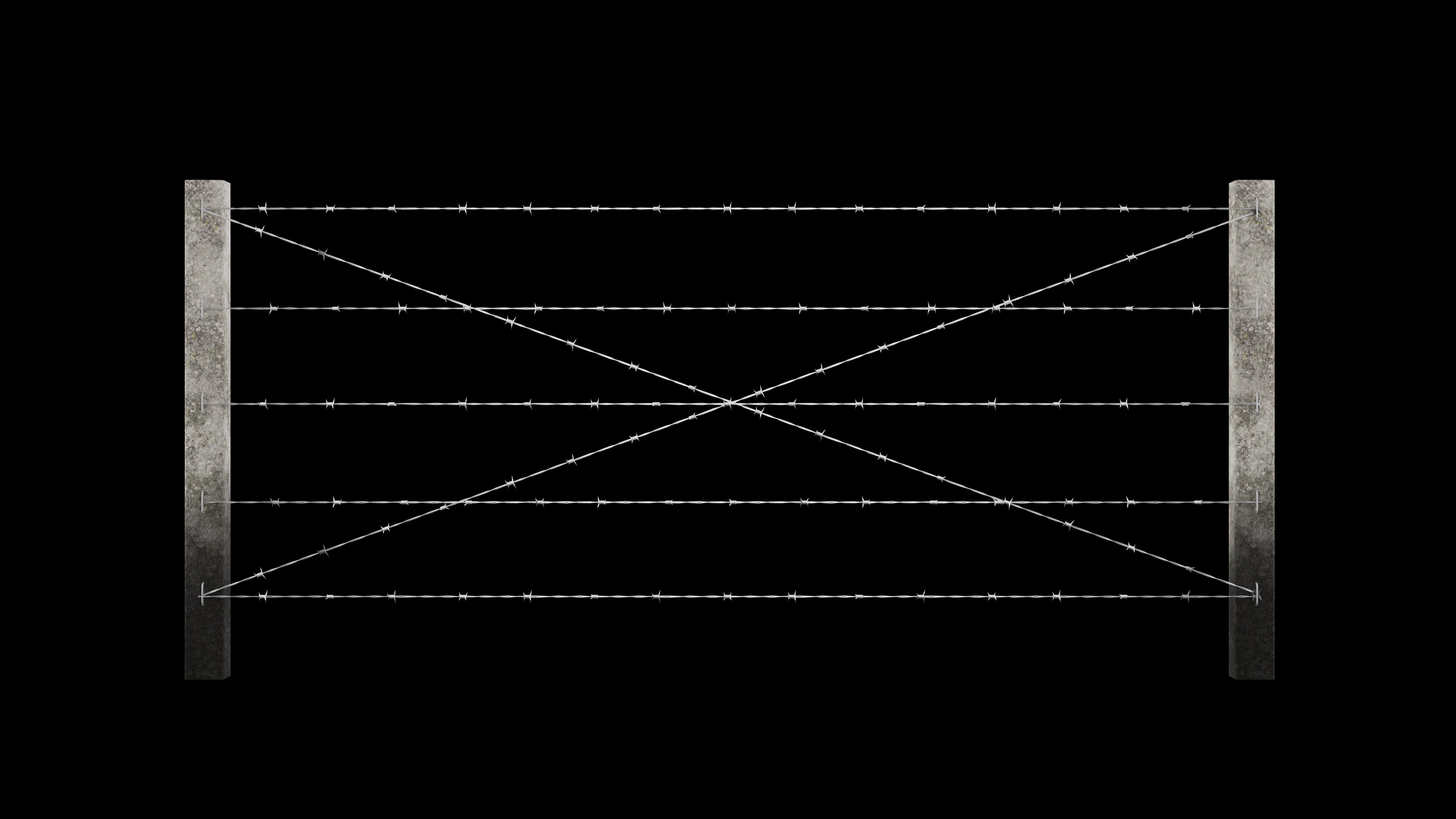 Barbed Wire Fence for Land 3ds Max Low-poly 3D model_1