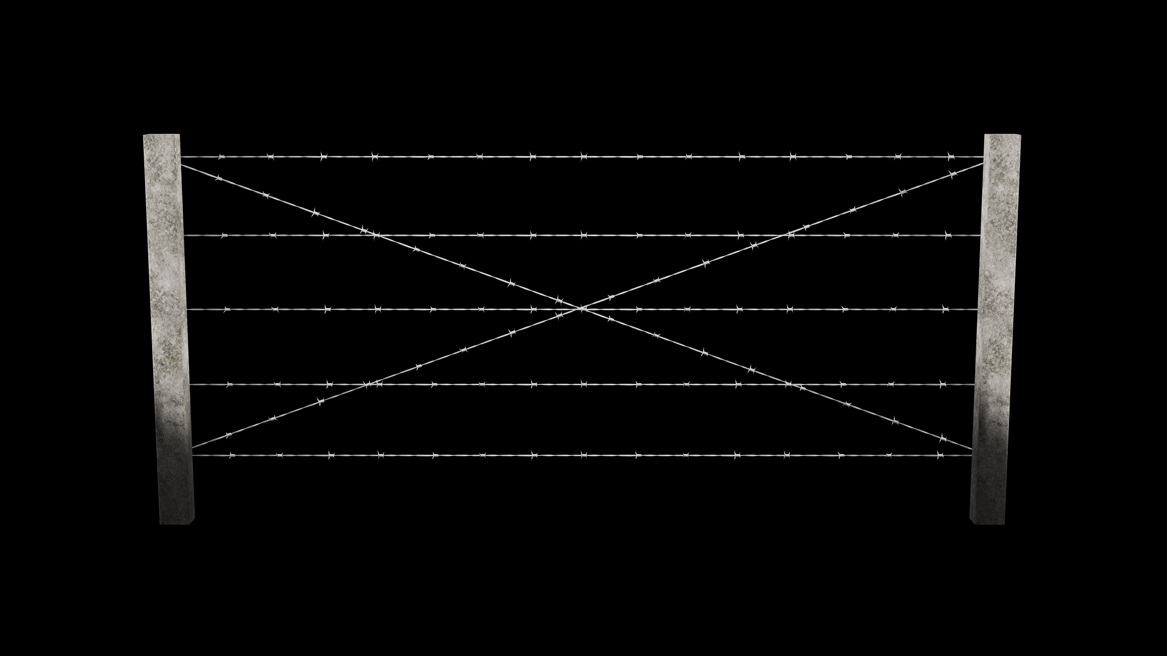 Barbed Wire Fence for Land 3ds Max Low-poly 3D model_5