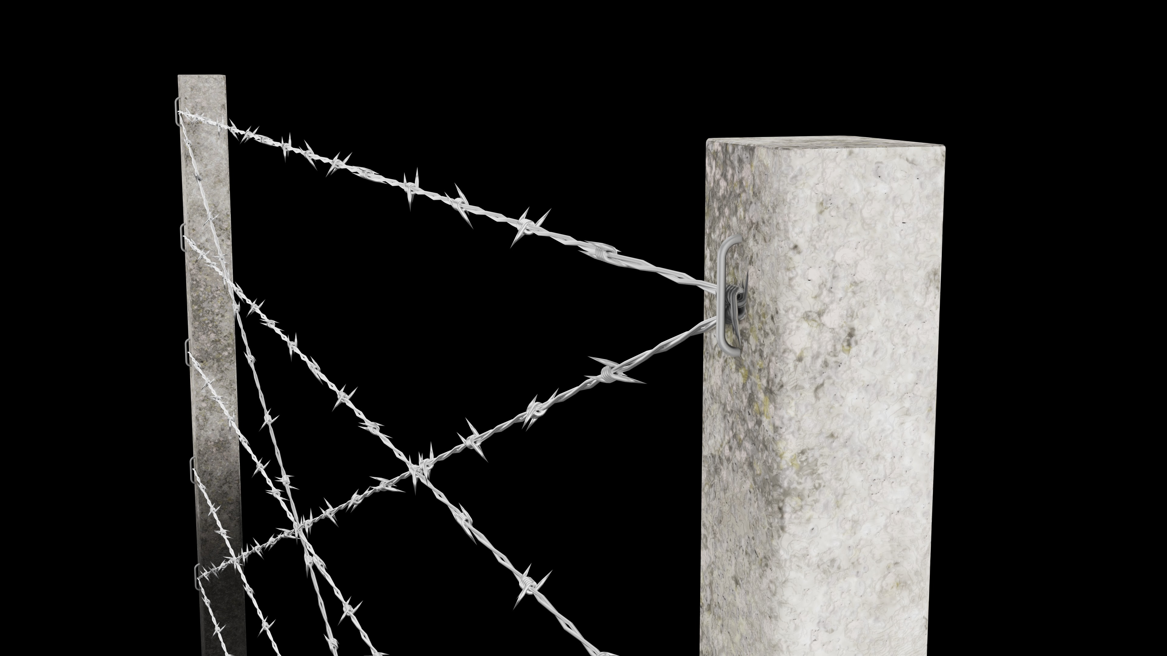 Barbed Wire Fence for Land 3ds Max Low-poly 3D model_4