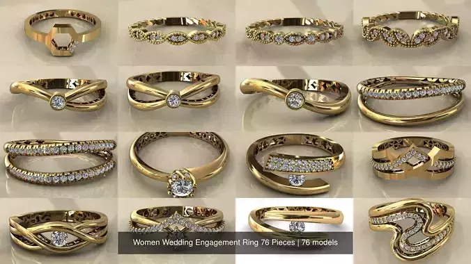 Women Wedding Engagement Ring 76 Pieces