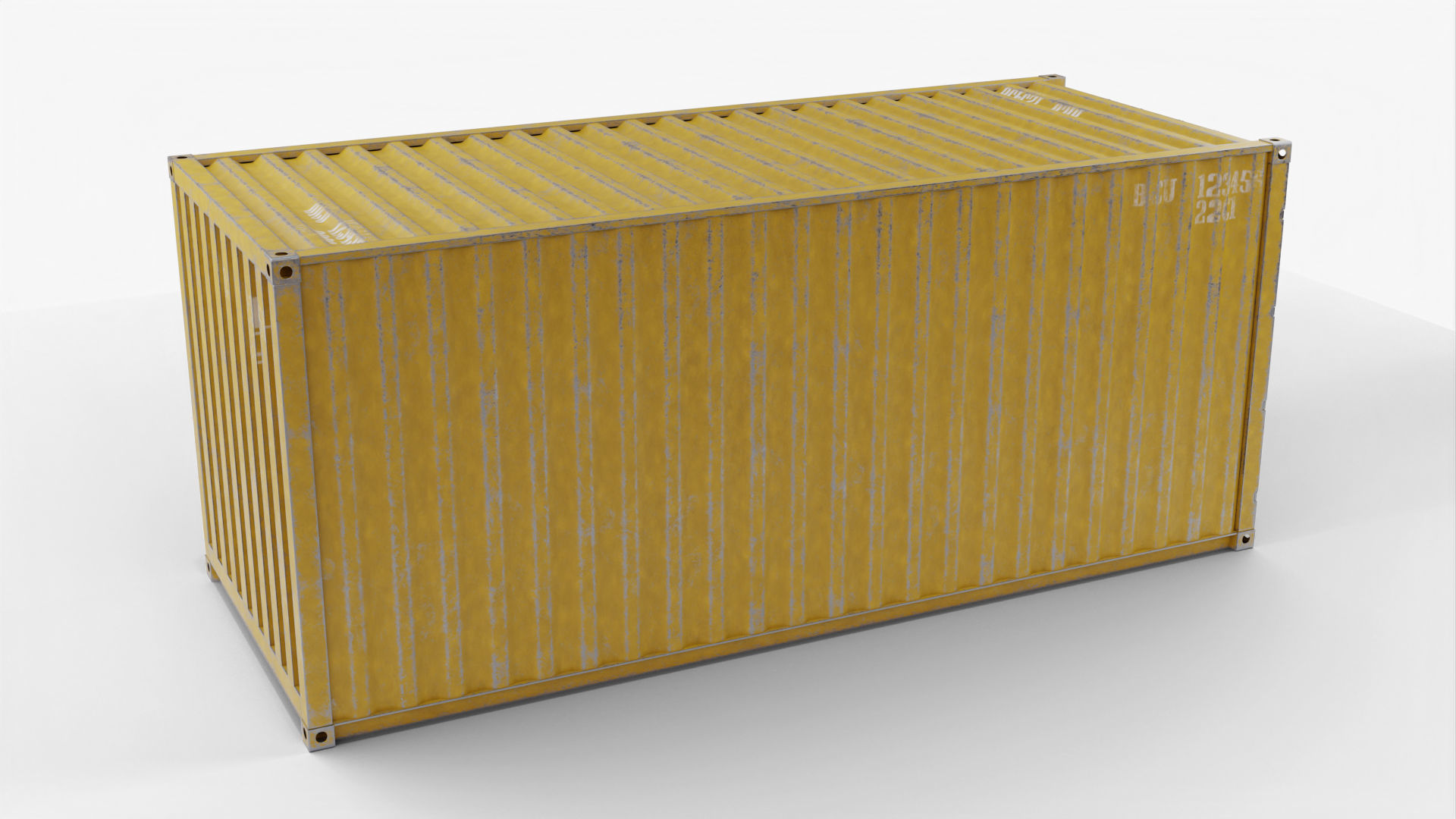 20Ft Cargo Containers - Yellow 3D Model Collection_13