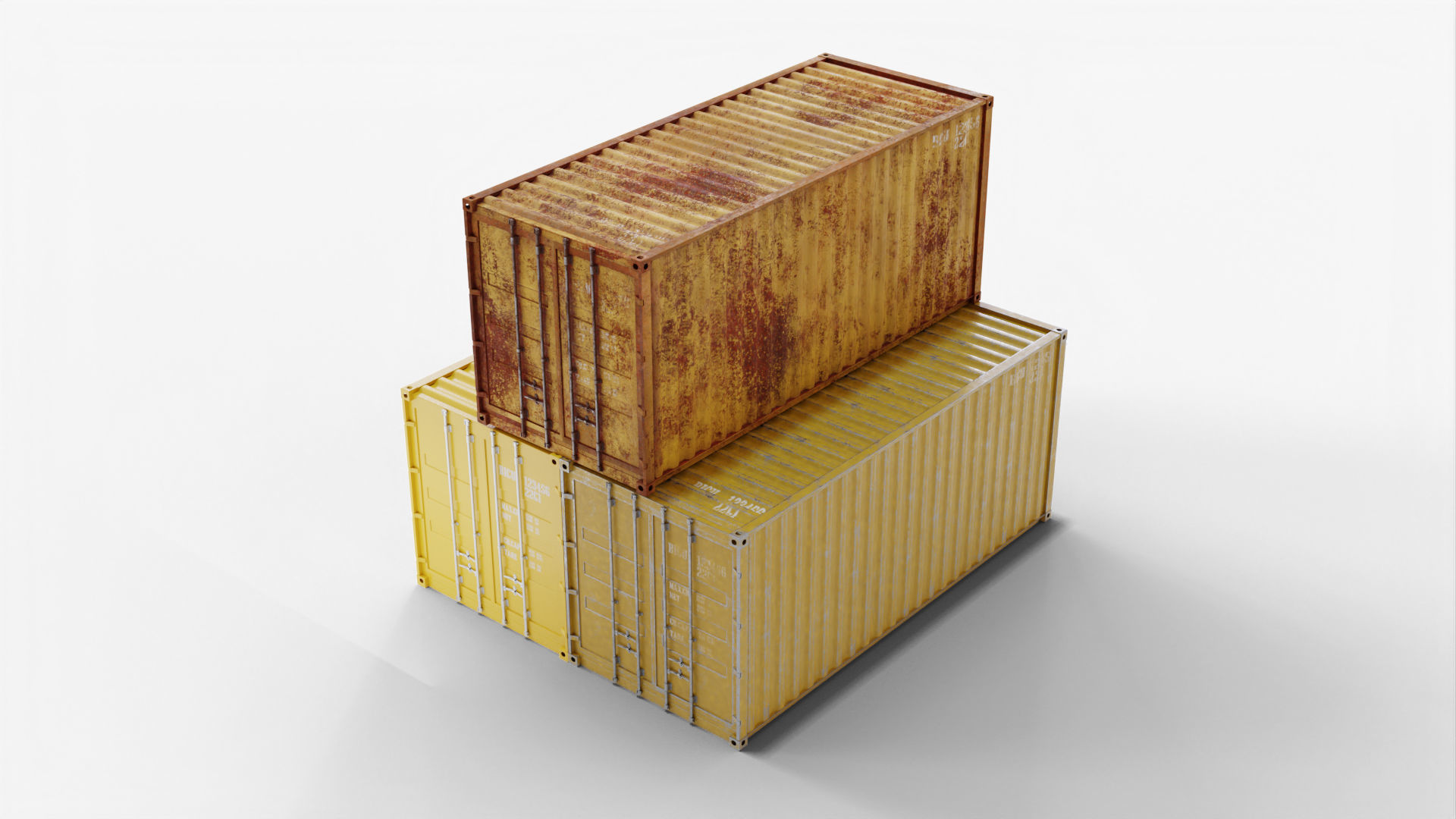 20Ft Cargo Containers - Yellow 3D Model Collection_8