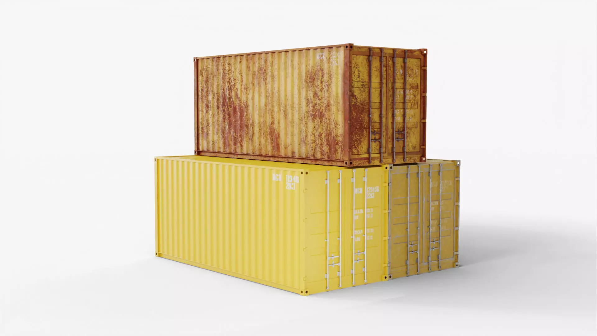 20Ft Cargo Containers - Yellow 3D Model Collection_0