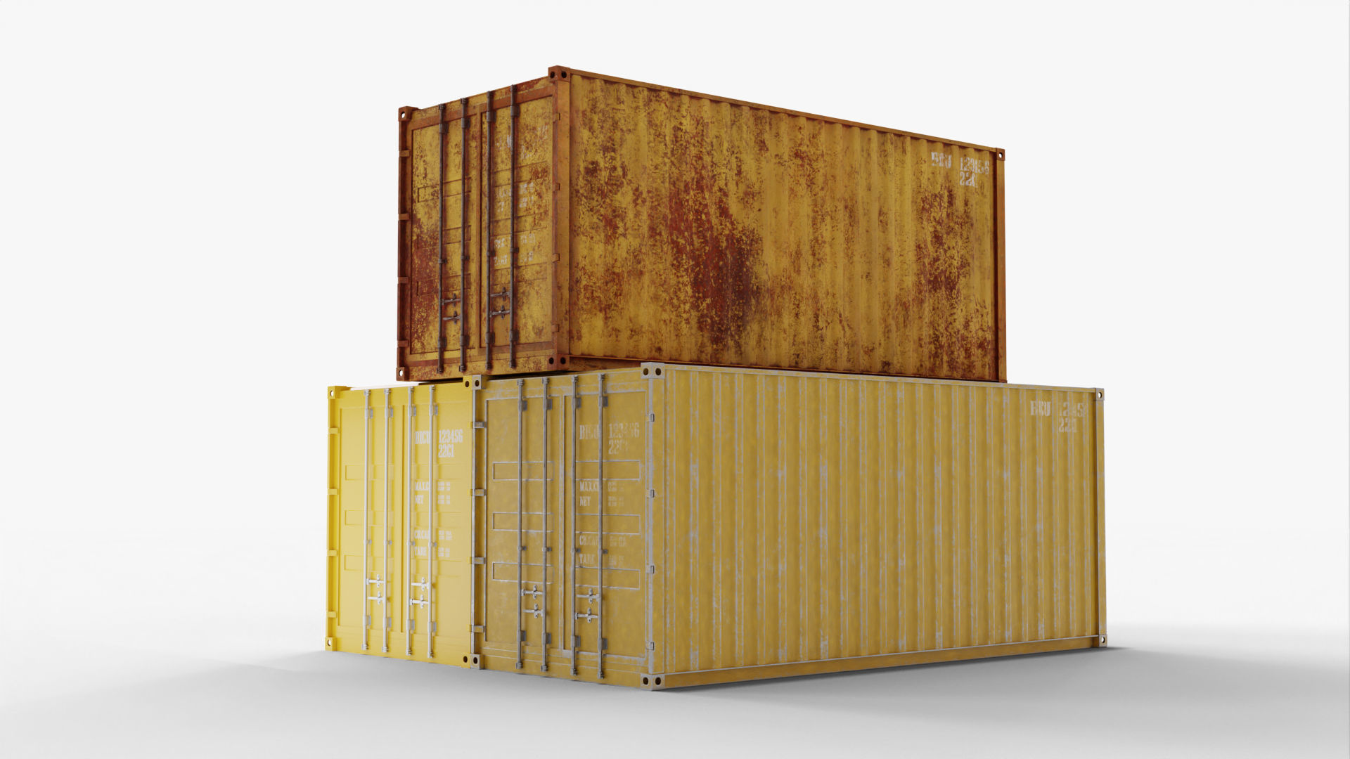 20Ft Cargo Containers - Yellow 3D Model Collection_7