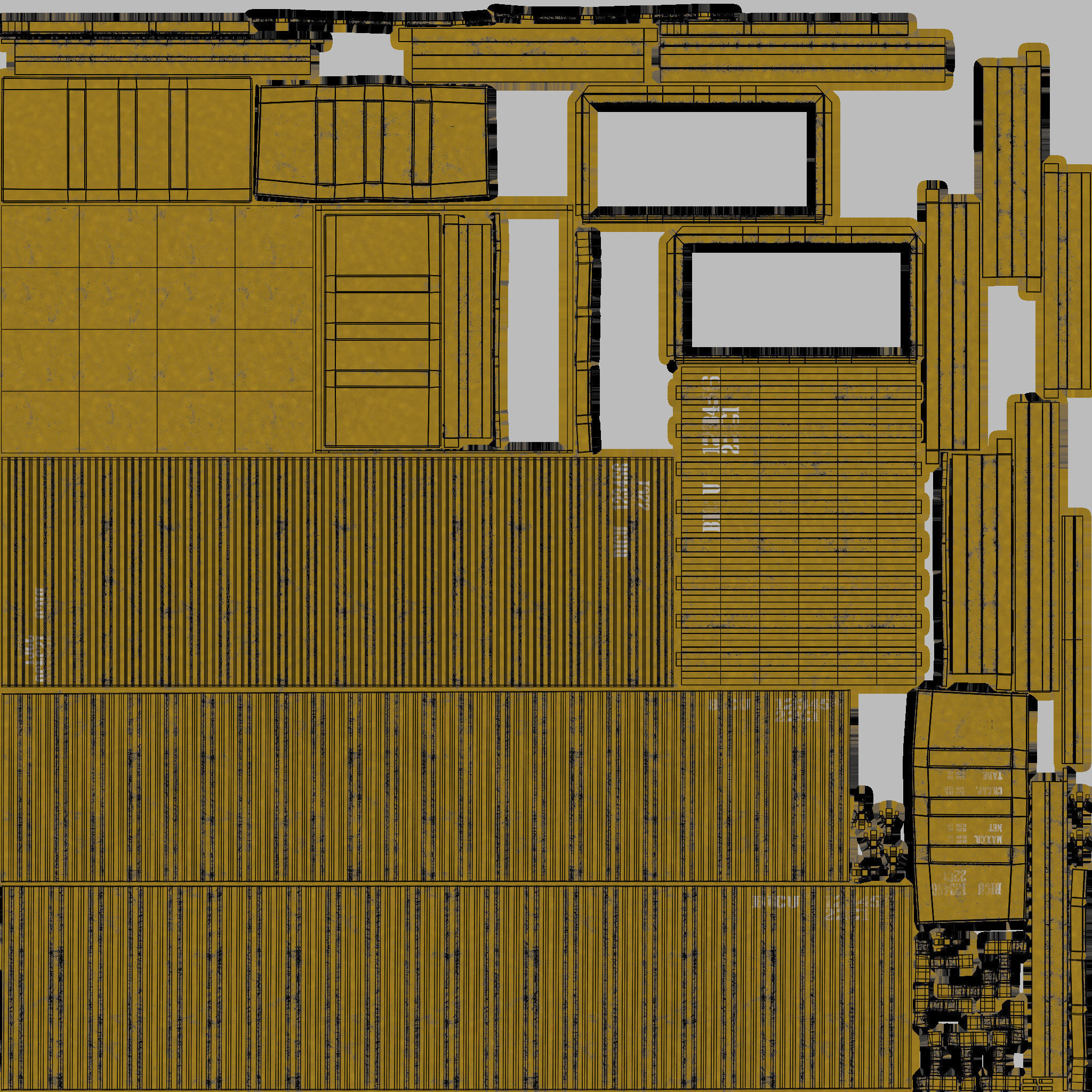 20Ft Cargo Containers - Yellow 3D Model Collection_26