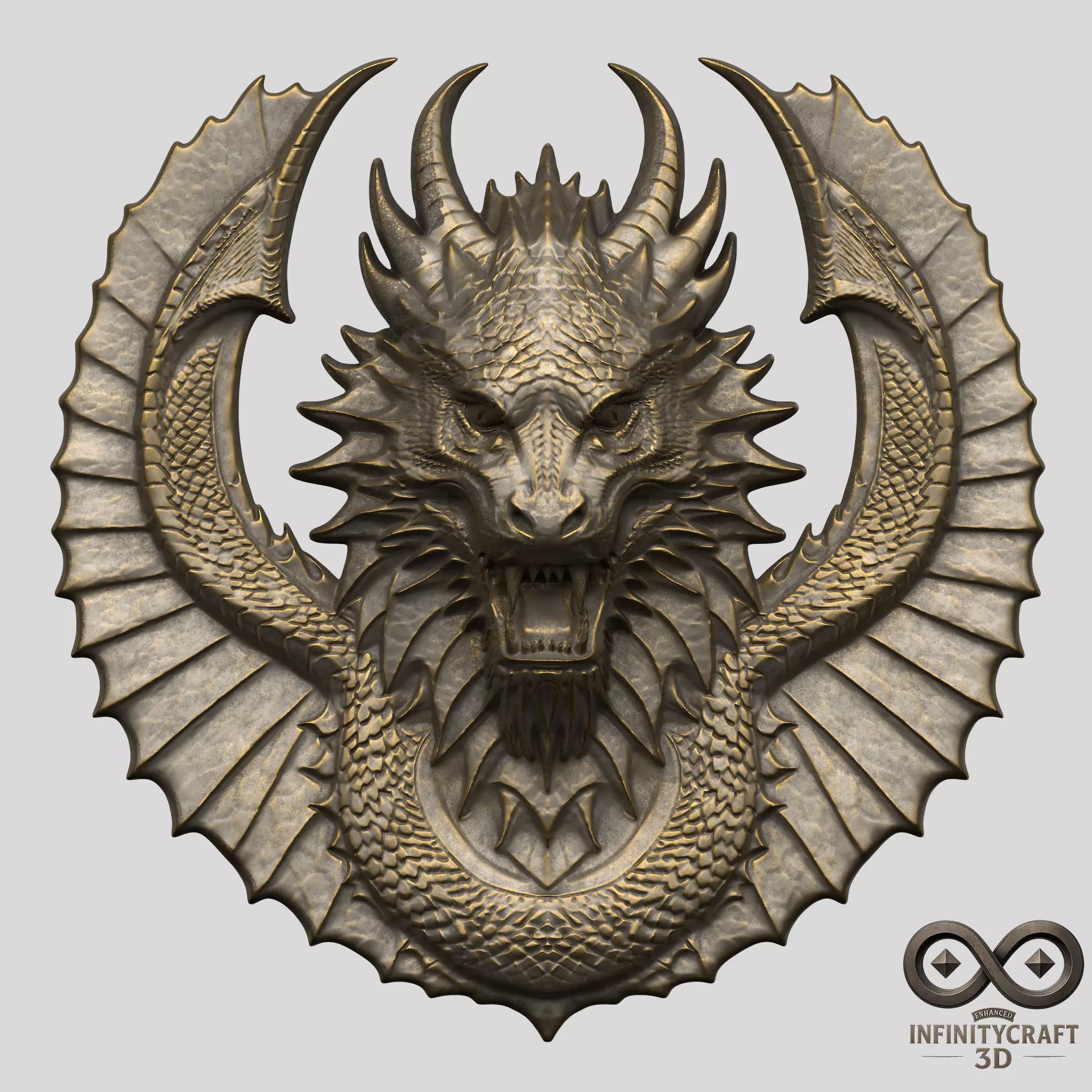 Dragon Head Relief No6 STL file for 3d Printing or CNC 3D print model_0
