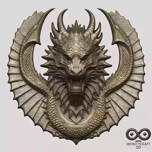 Dragon Head Relief No6 STL file for 3d Printing or CNC