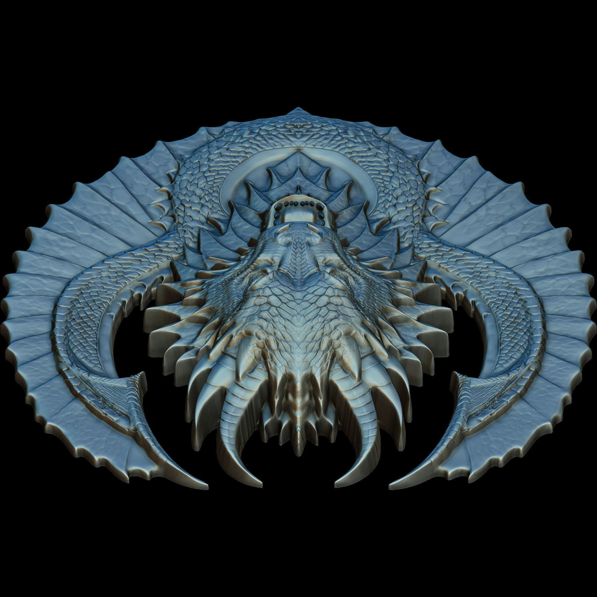 Dragon Head Relief No6 STL file for 3d Printing or CNC 3D print model_13