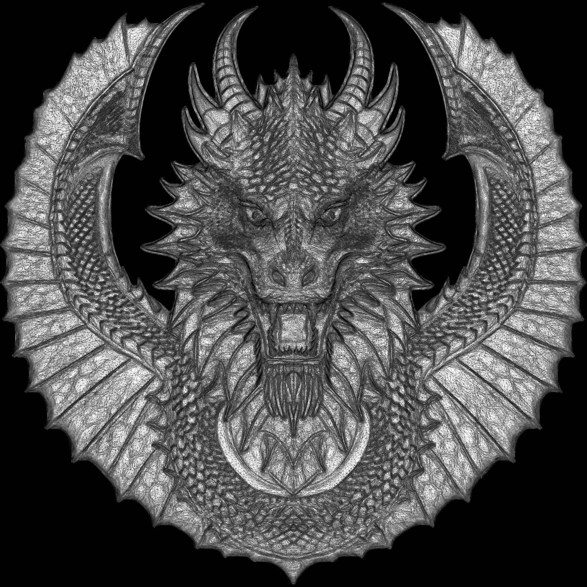 Dragon Head Relief No6 STL file for 3d Printing or CNC 3D print model_15