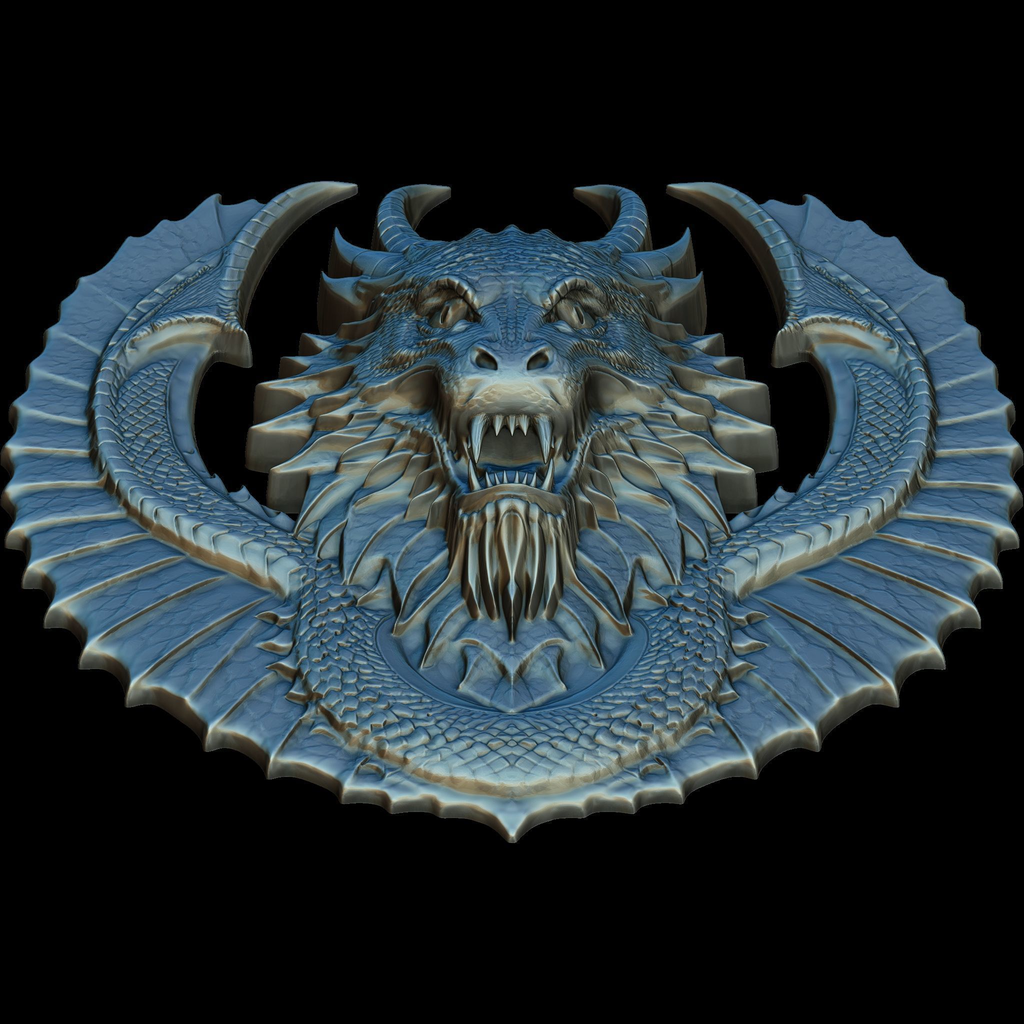 Dragon Head Relief No6 STL file for 3d Printing or CNC 3D print model_12