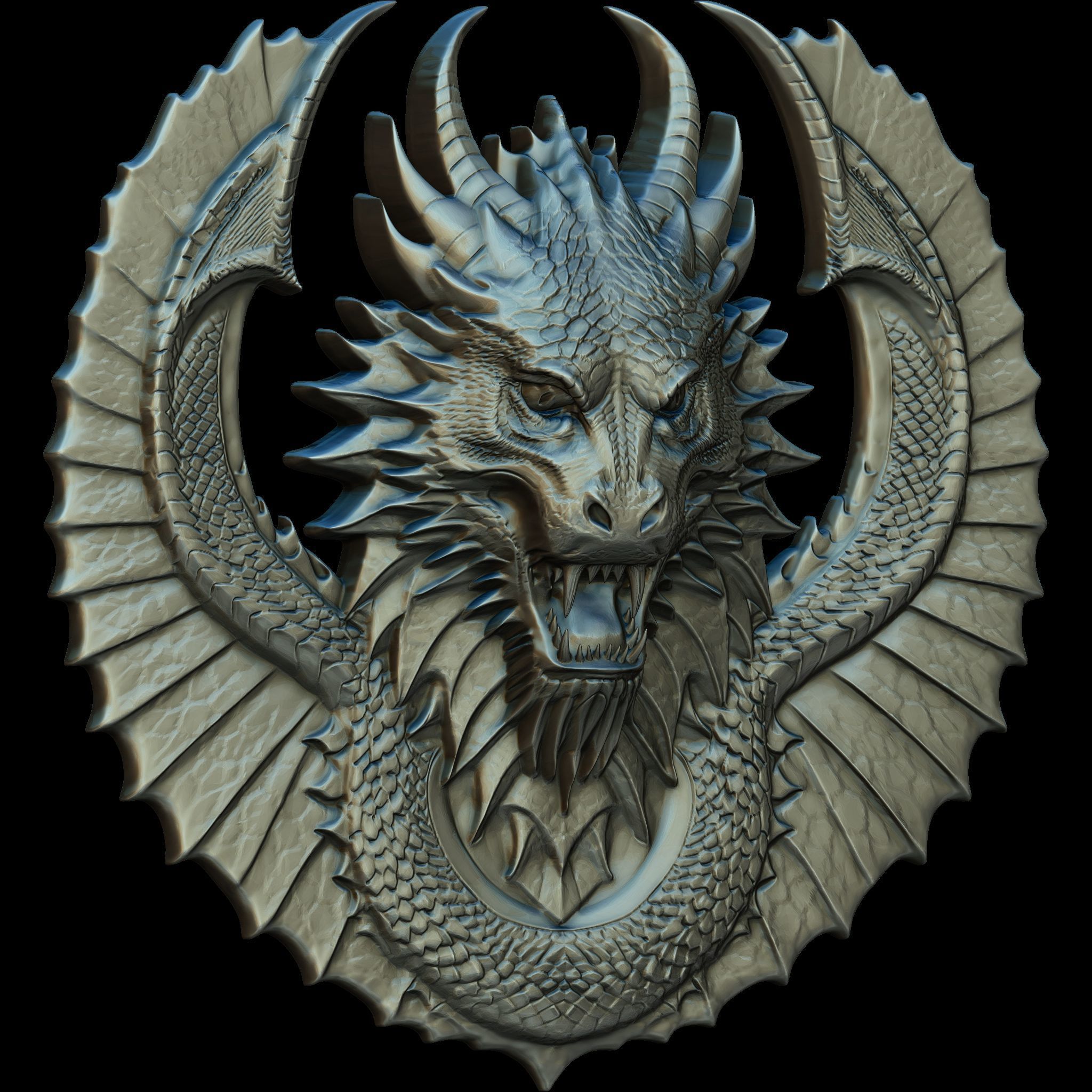 Dragon Head Relief No6 STL file for 3d Printing or CNC 3D print model_6