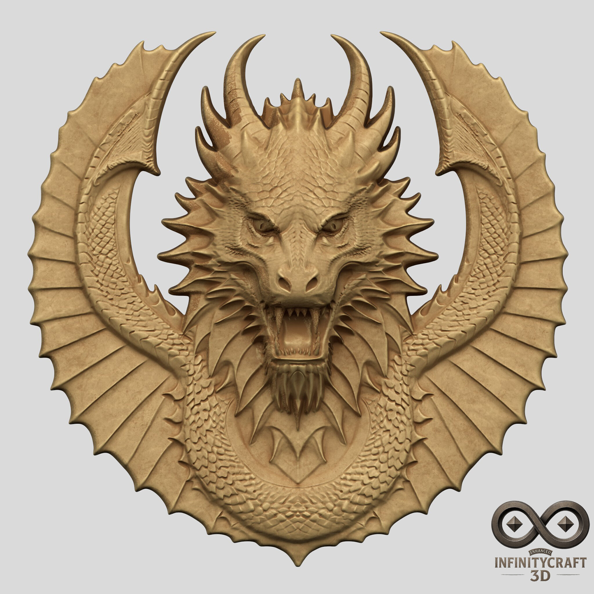 Dragon Head Relief No6 STL file for 3d Printing or CNC 3D print model_2