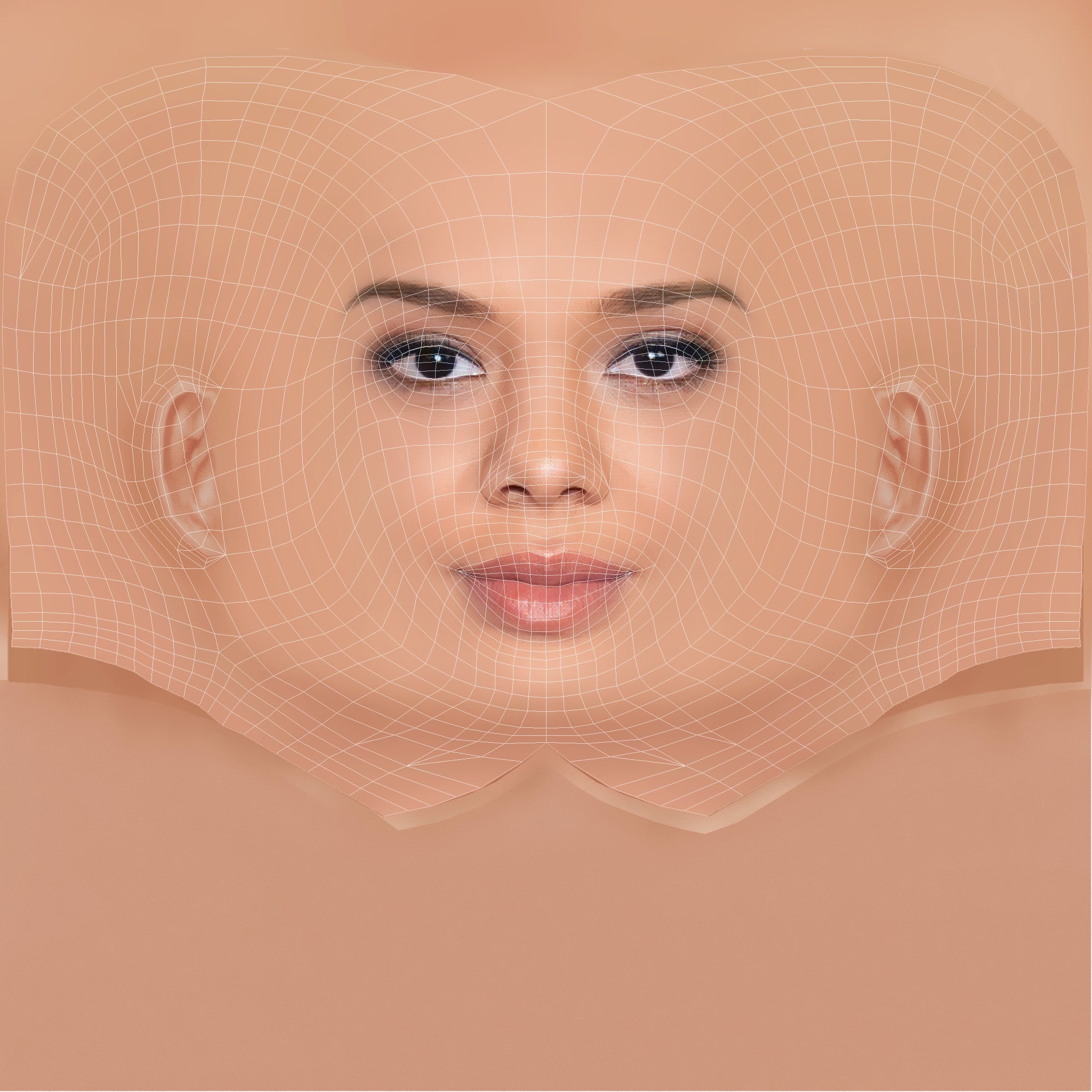 Tessa Thompson Head - No Hair - Low poly head for game Low-poly 3D model_9