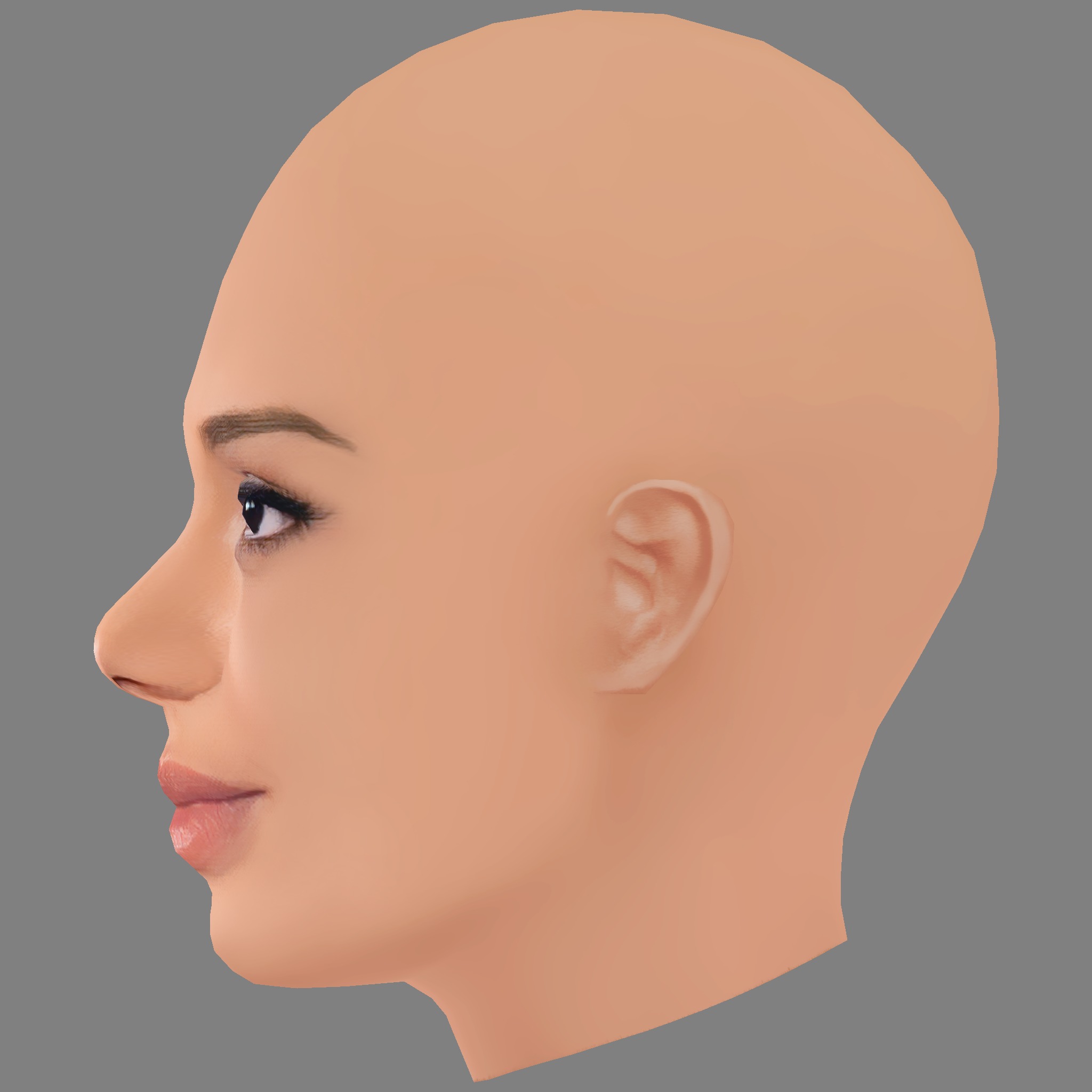 Tessa Thompson Head - No Hair - Low poly head for game Low-poly 3D model_3