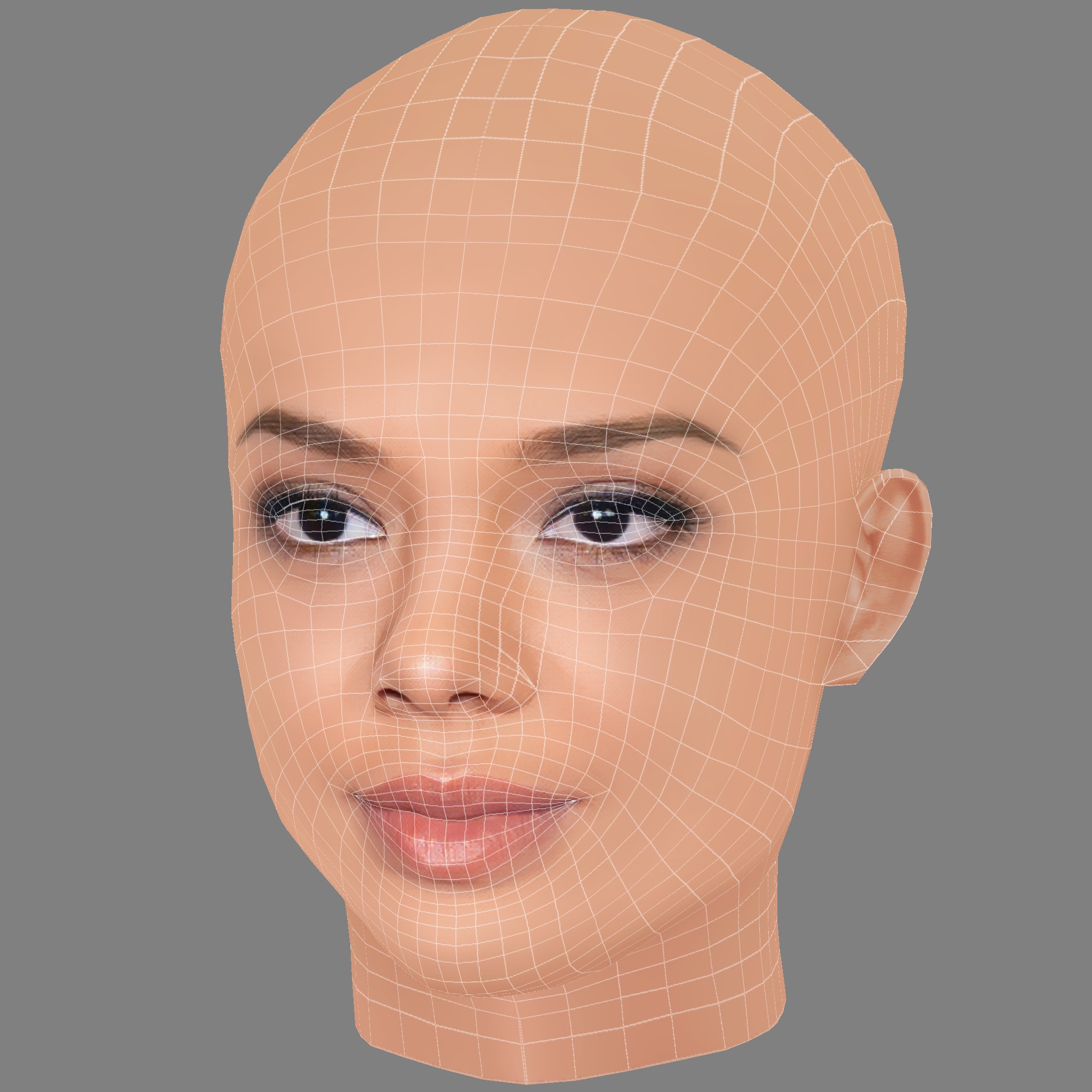 Tessa Thompson Head - No Hair - Low poly head for game Low-poly 3D model_8