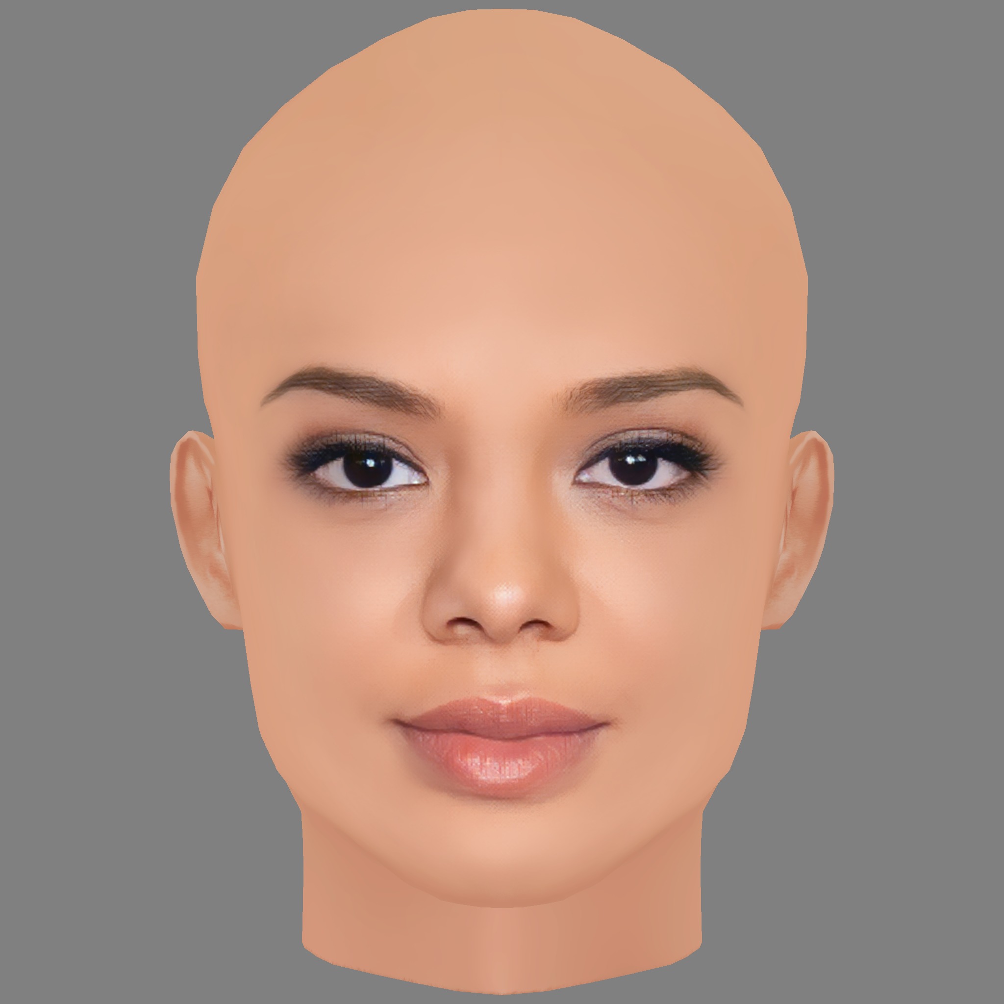 Tessa Thompson Head - No Hair - Low poly head for game Low-poly 3D model_1