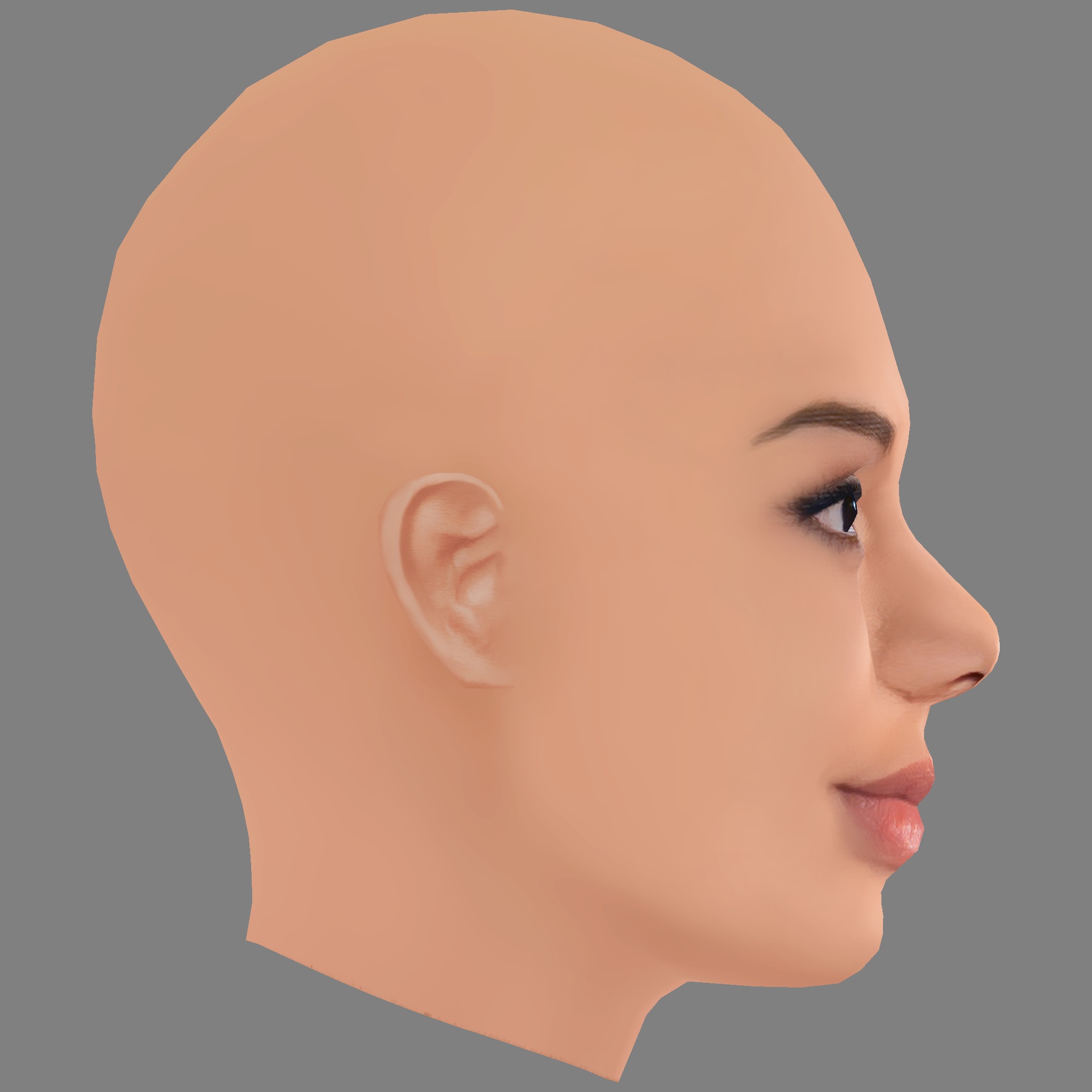 Tessa Thompson Head - No Hair - Low poly head for game Low-poly 3D model_6