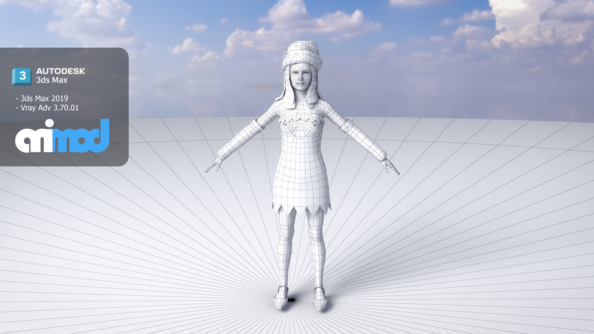 Lady in Christmas Costume 3D model_5