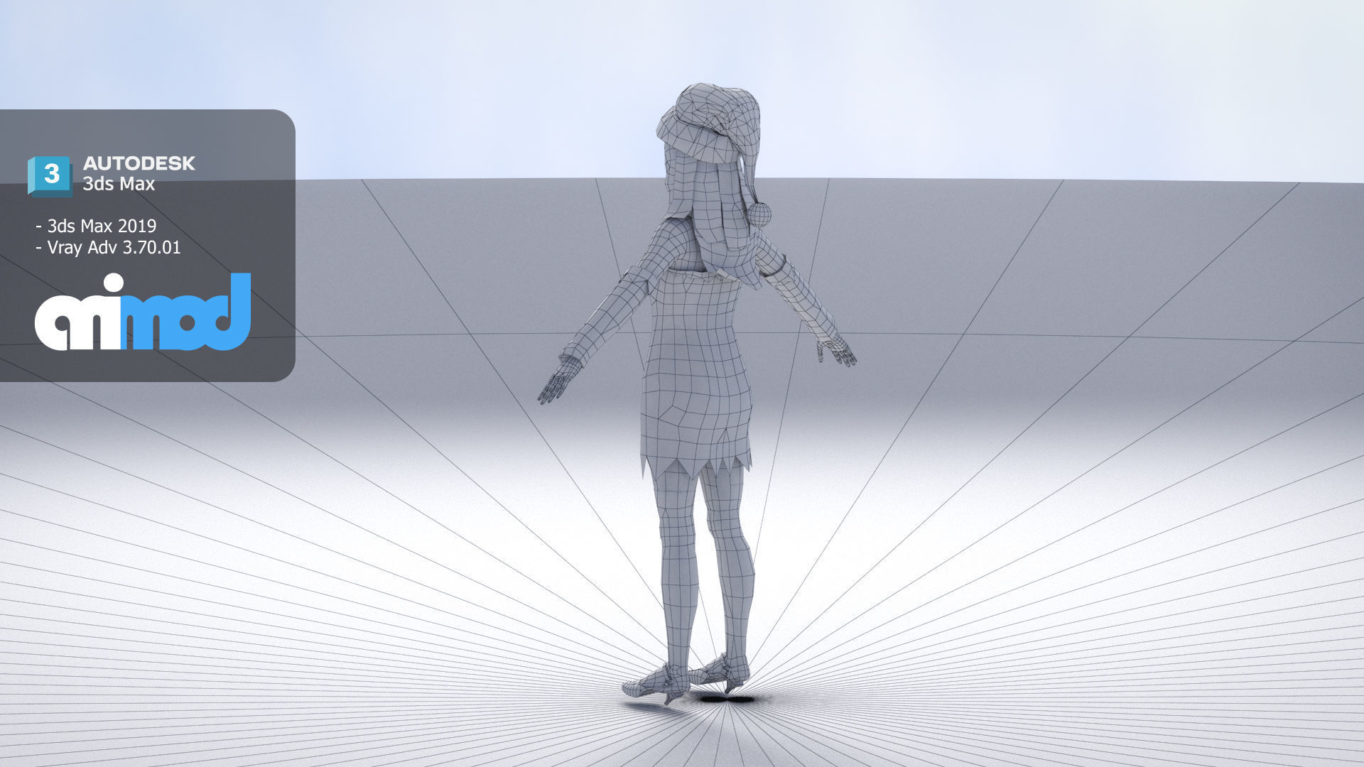 Lady in Christmas Costume 3D model_9