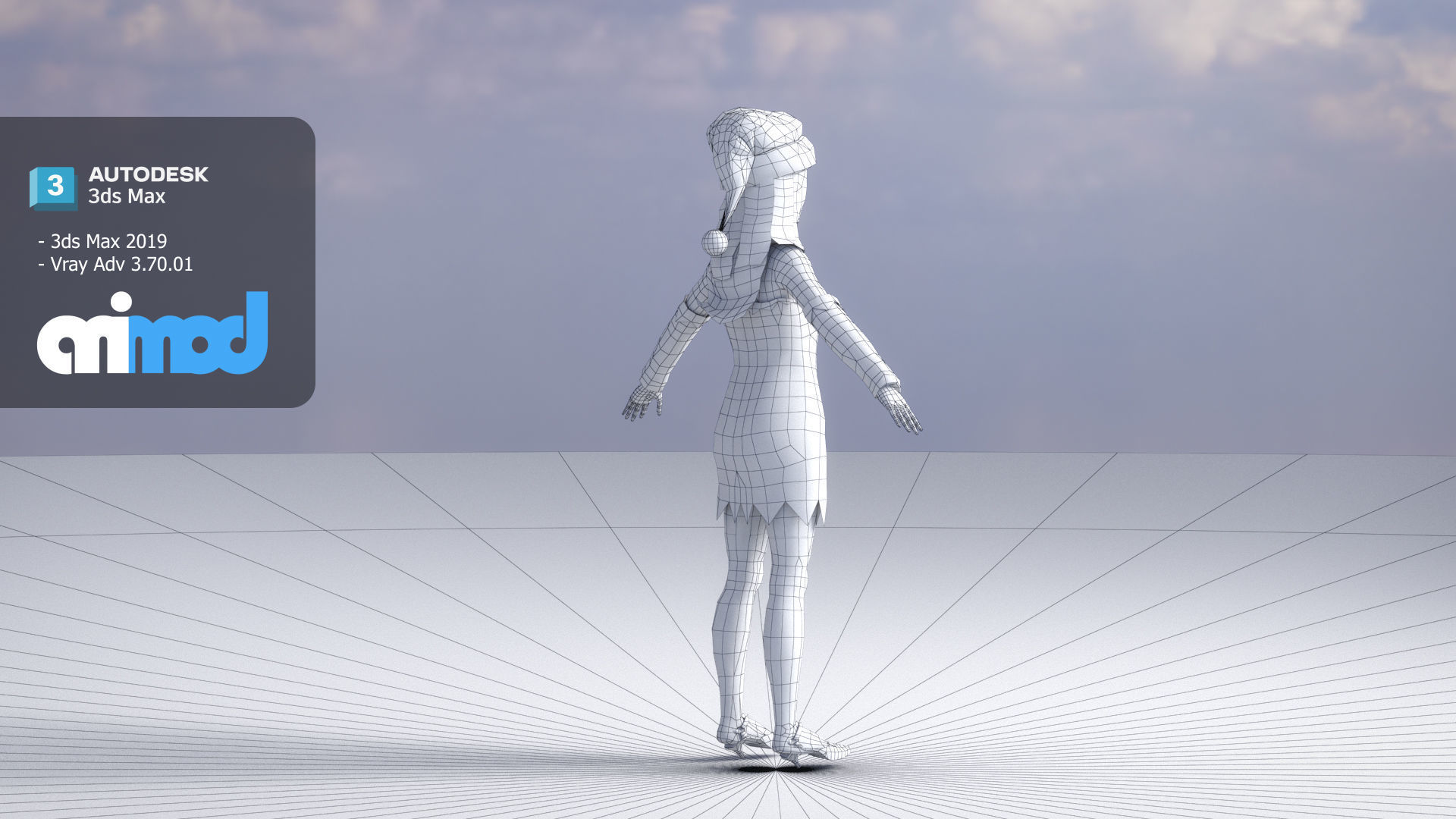 Lady in Christmas Costume 3D model_8