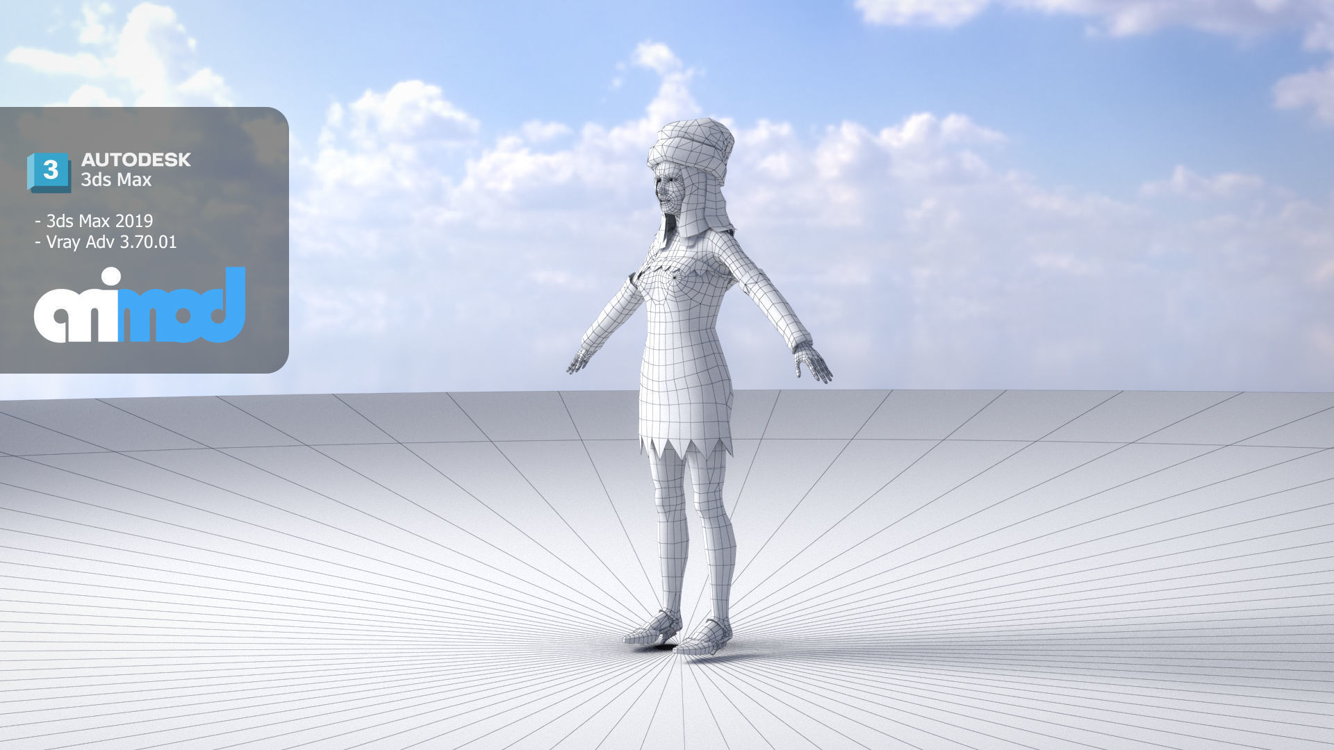 Lady in Christmas Costume 3D model_7