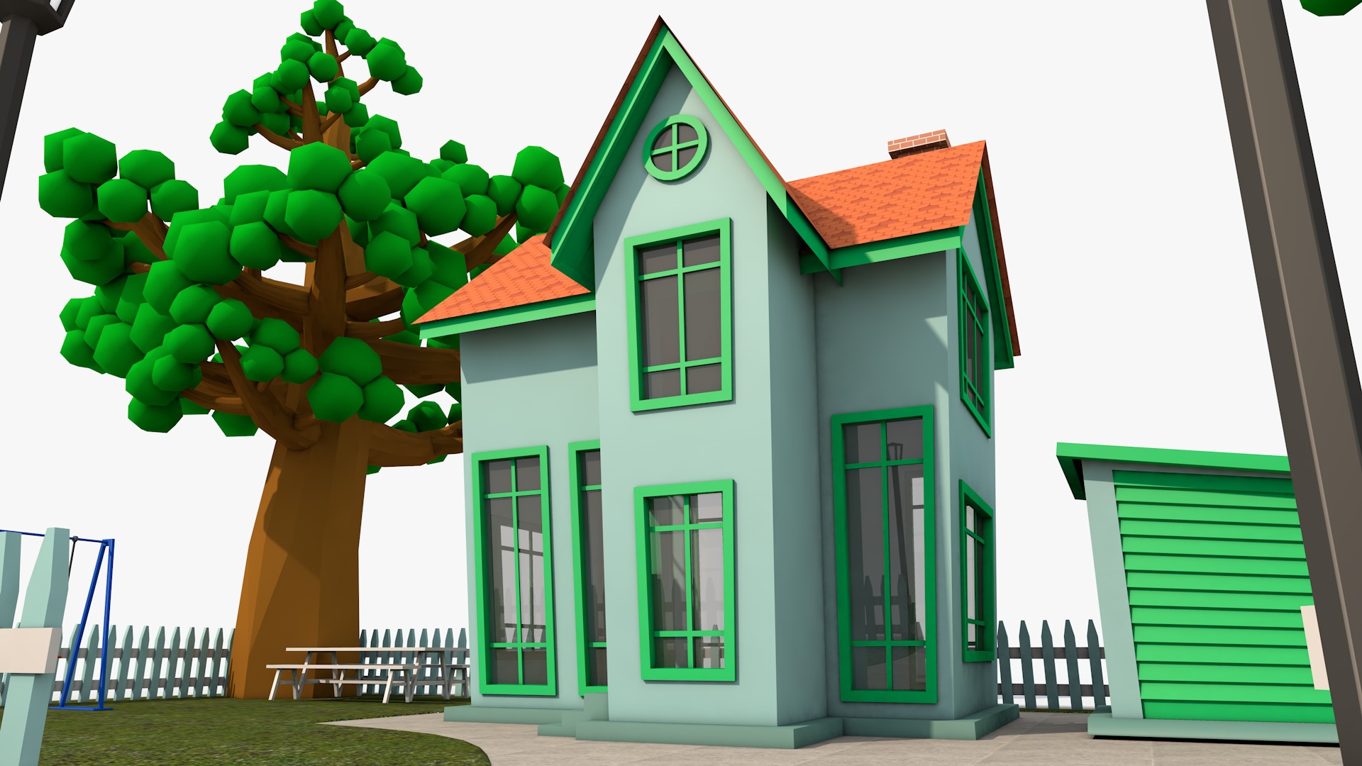 Cartoon House 3D model_2