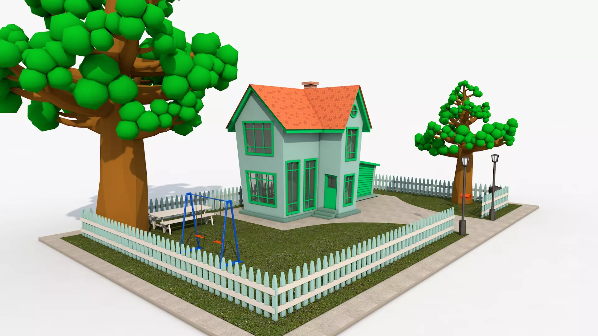 Cartoon House 3D model_0