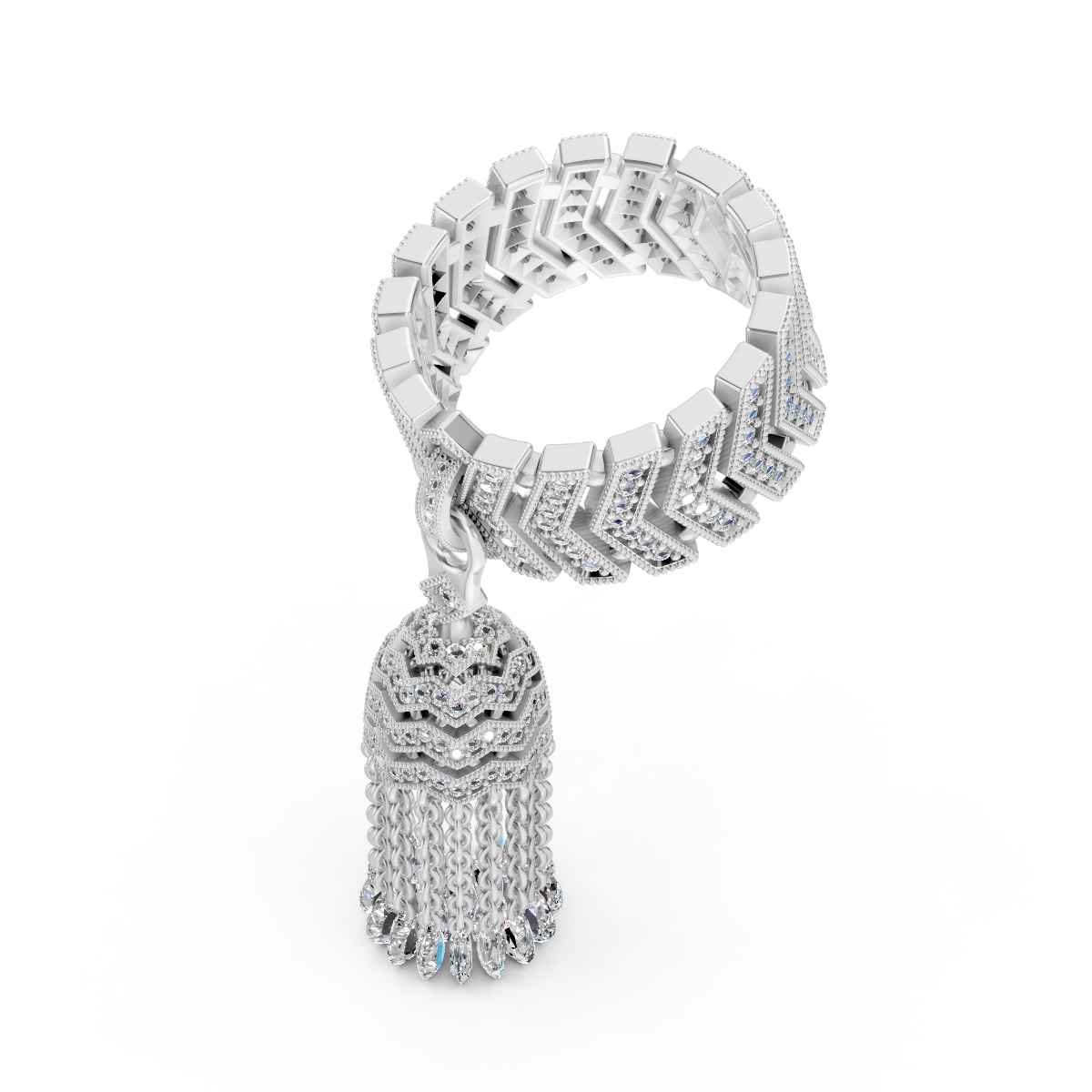 Brush Ring With Pear Diamonds 3D print model_2