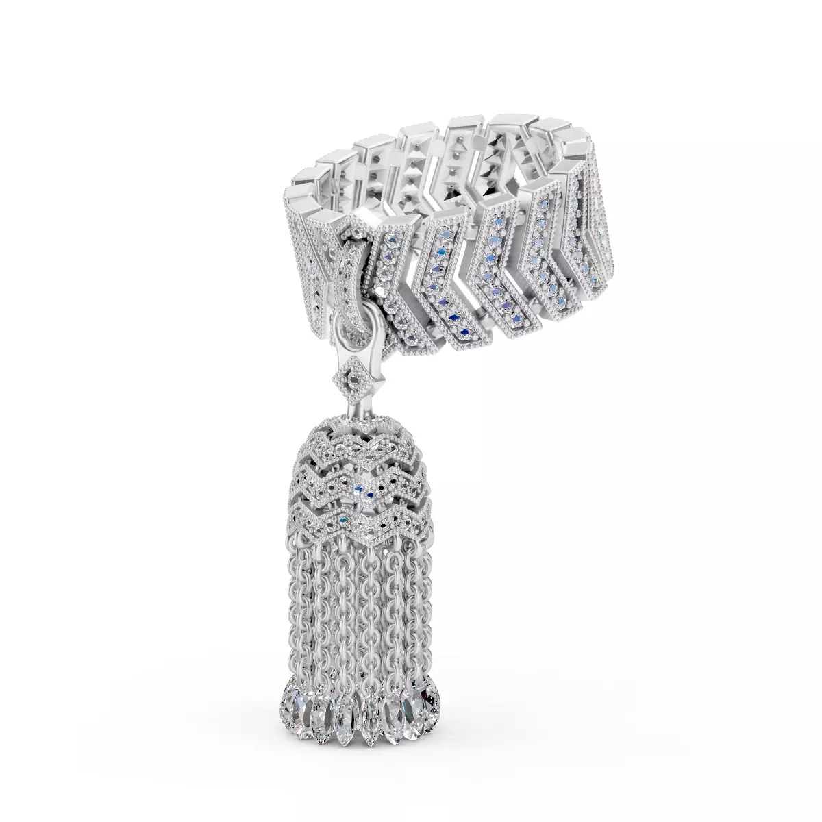 Brush Ring With Pear Diamonds 3D print model_0