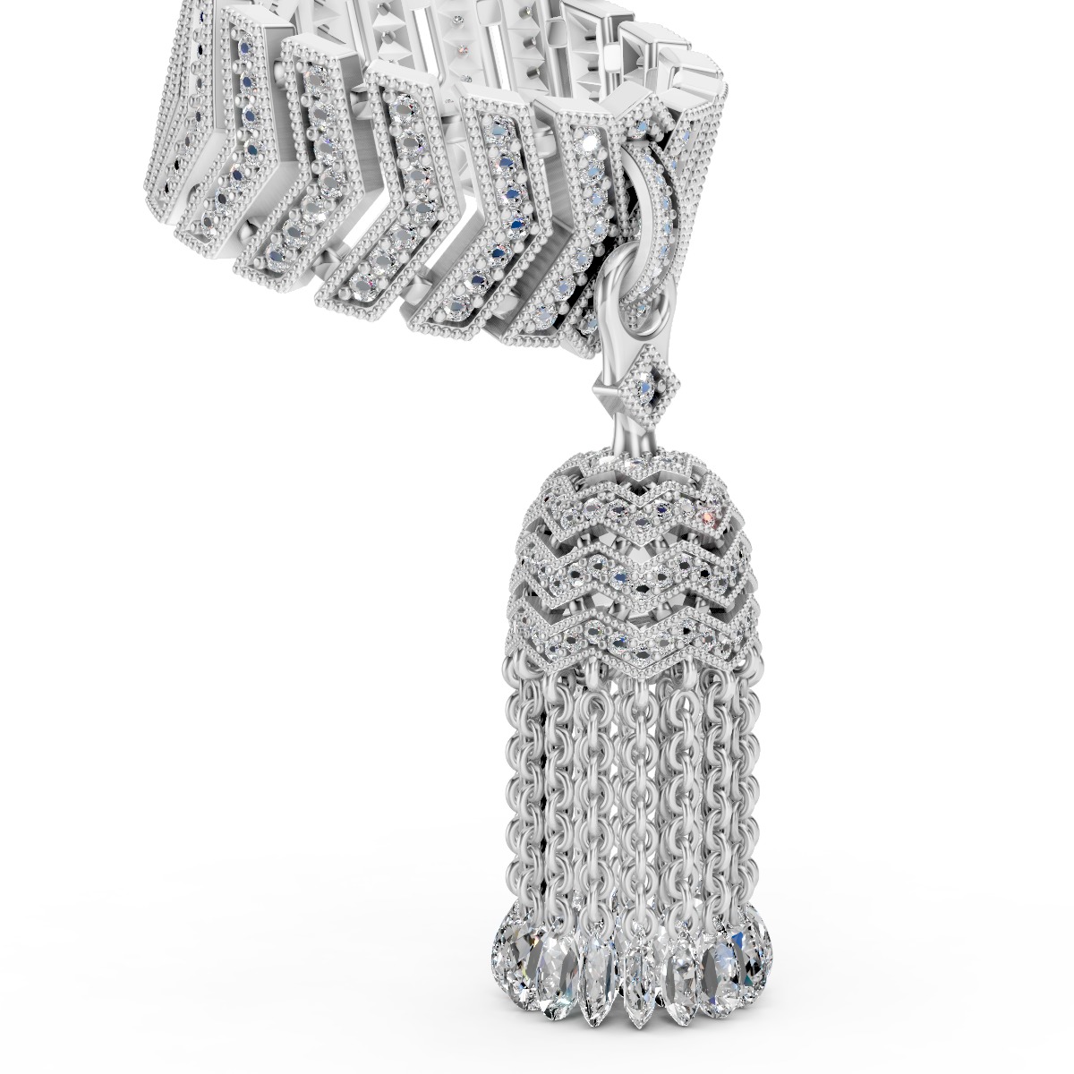 Brush Ring With Pear Diamonds 3D print model_1