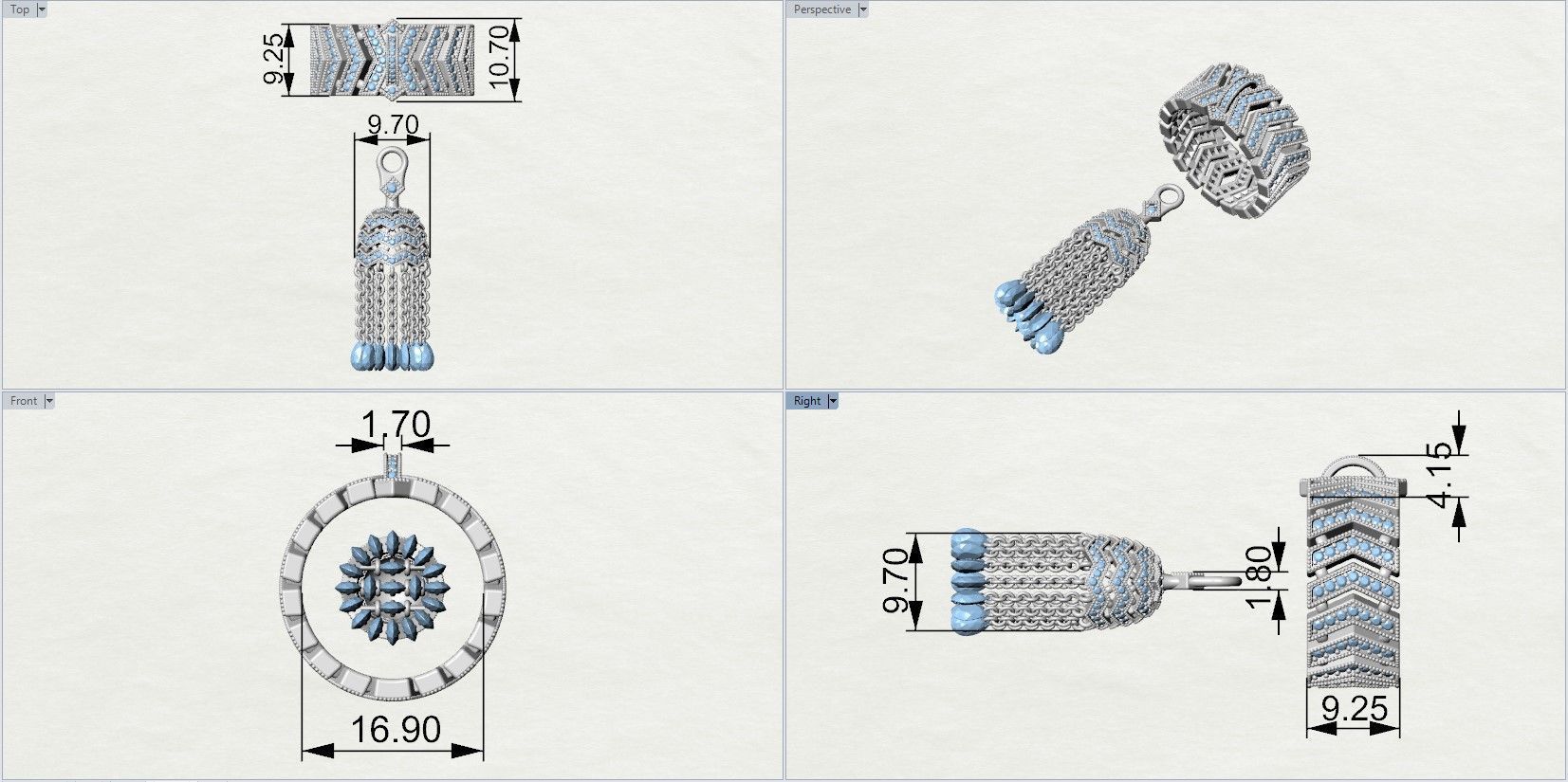 Brush Ring With Pear Diamonds 3D print model_6