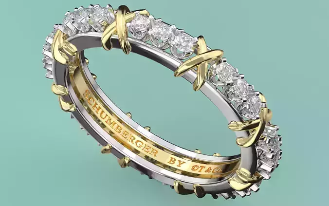 Tiffany X wedding ring Lux Copy 3D print model
